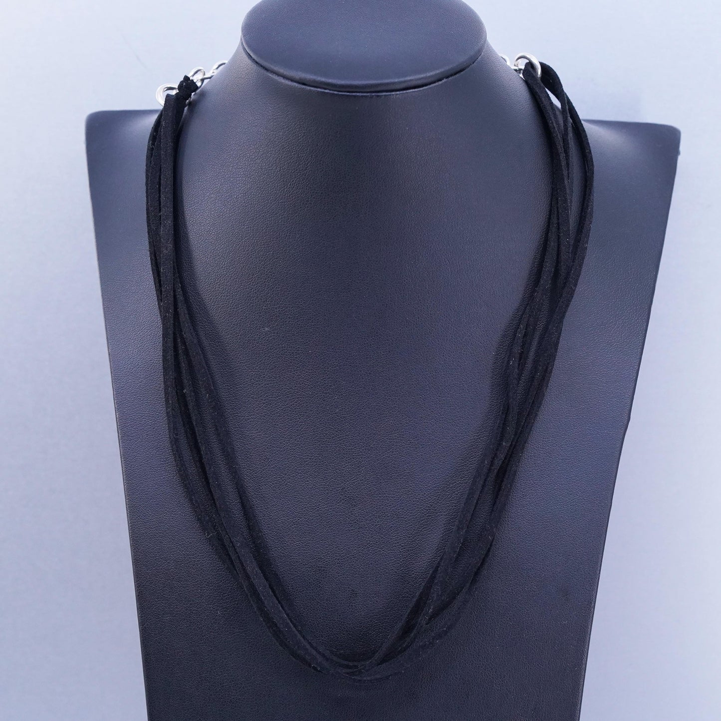 20”, Silpada N1107 Sterling 925 Silver Black Leather Multi Strand Necklace