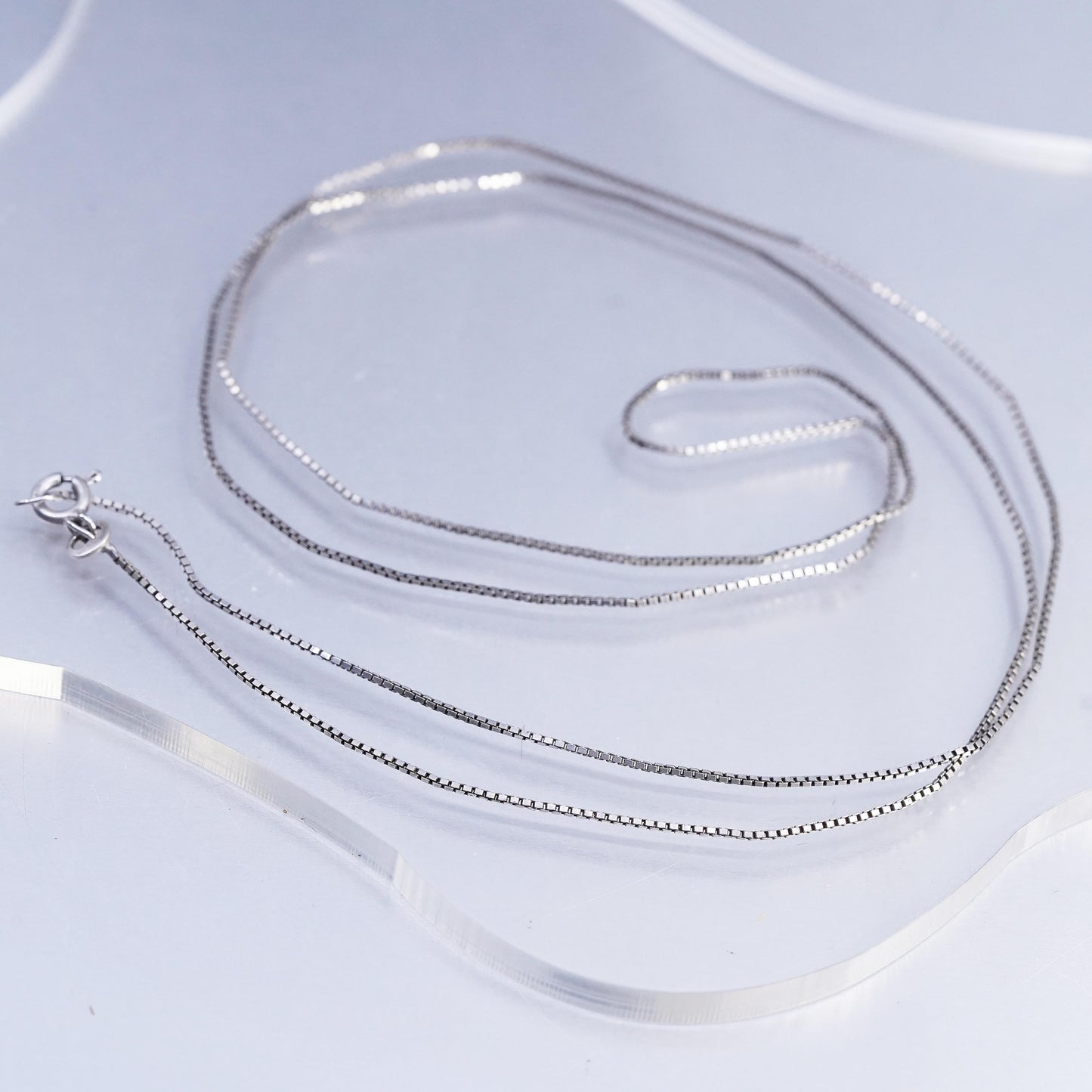 32" 1mm, vintage Italian Sterling 925 silver long box chain necklace
