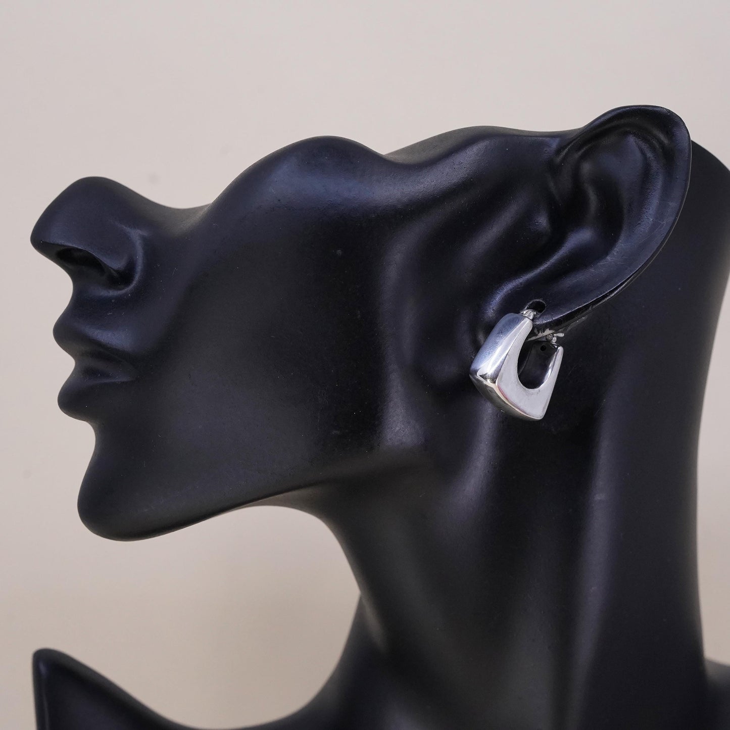 1", Vintage sterling silver loop single earring, minimalist primitive hoop
