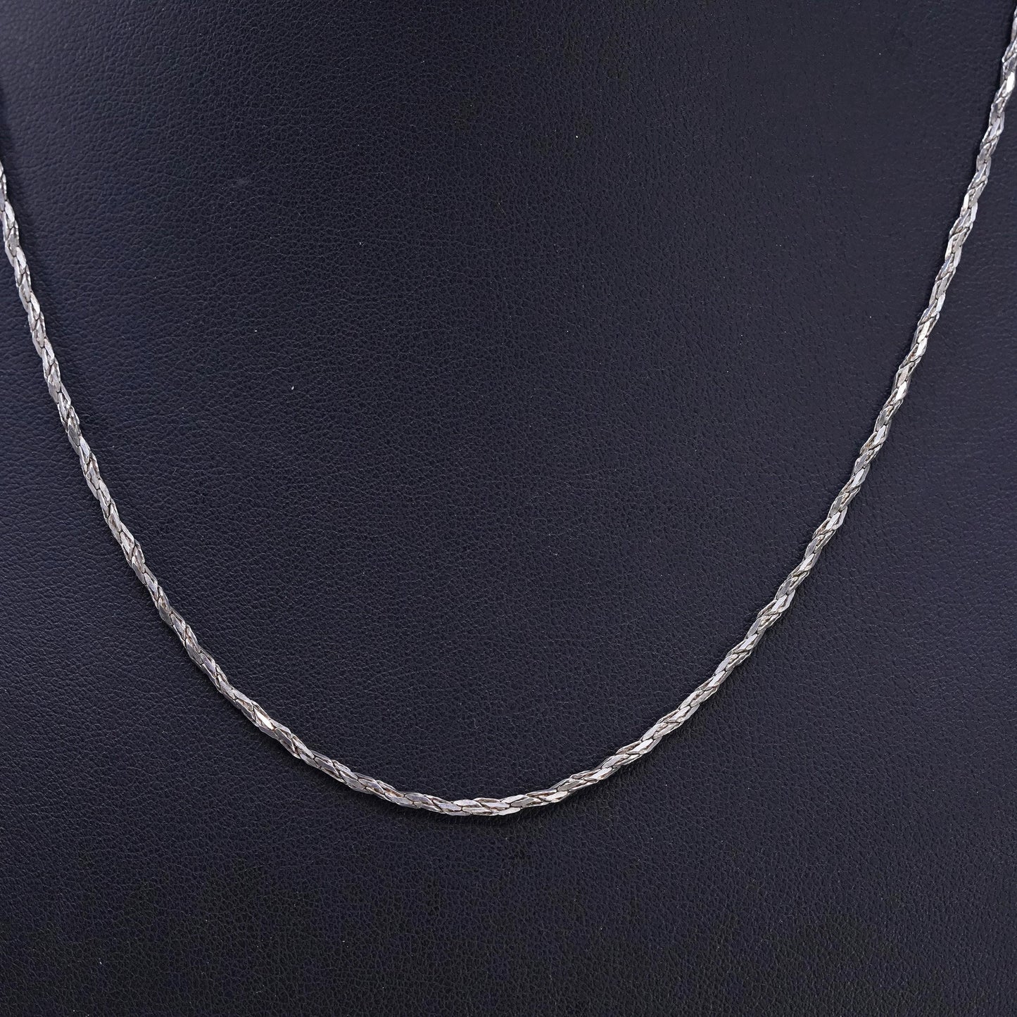 18" 2mm, vintage Italian Sterling 925 silver twisted chain necklace