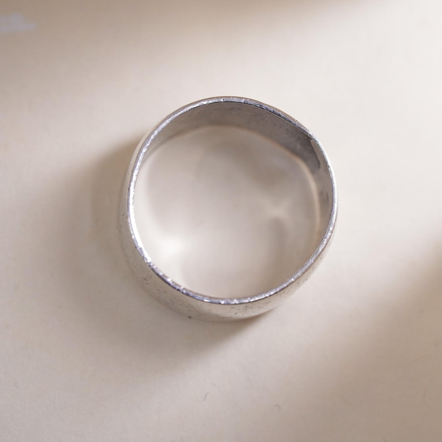 Size 7.5, vintage southwestern sterling silver handmade ring, 925 wide band