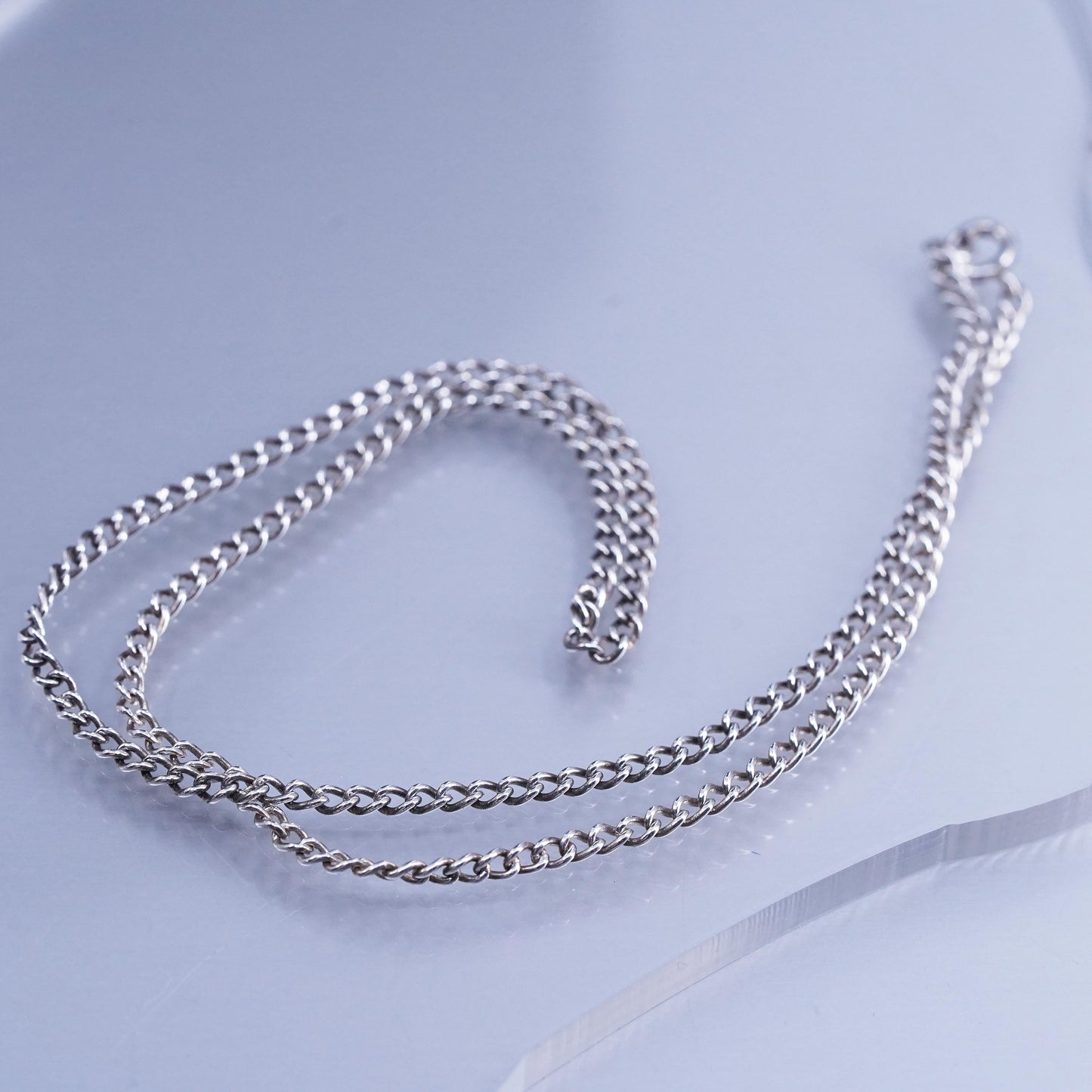 16” 3mm, vintage Sterling 925 silver handmade curb chain necklace