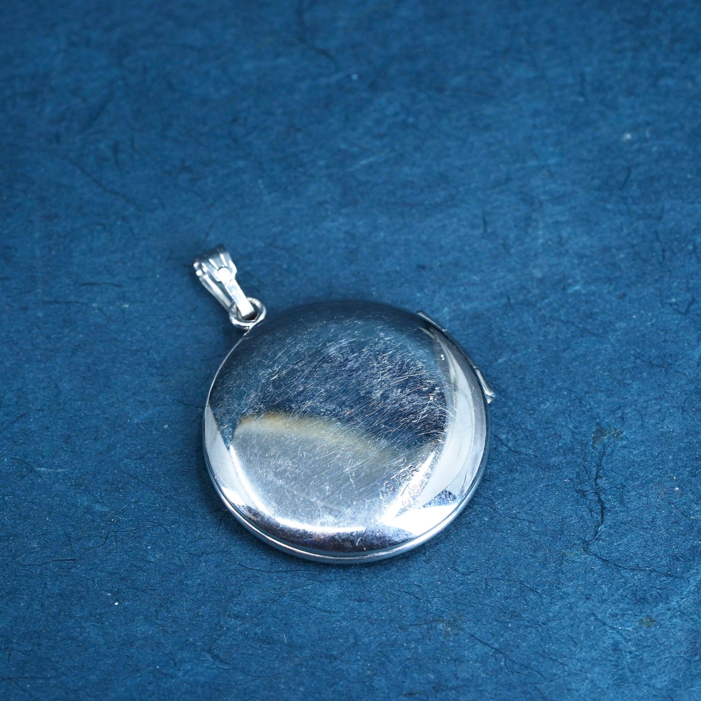 Vintage Sterling silver handmade pendant, 925 clover photo locket
