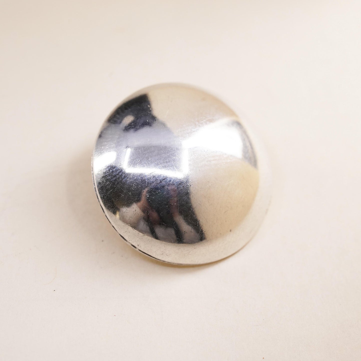 VTG Mexican sterling silver handmade single earring, 925 silver circle clip on
