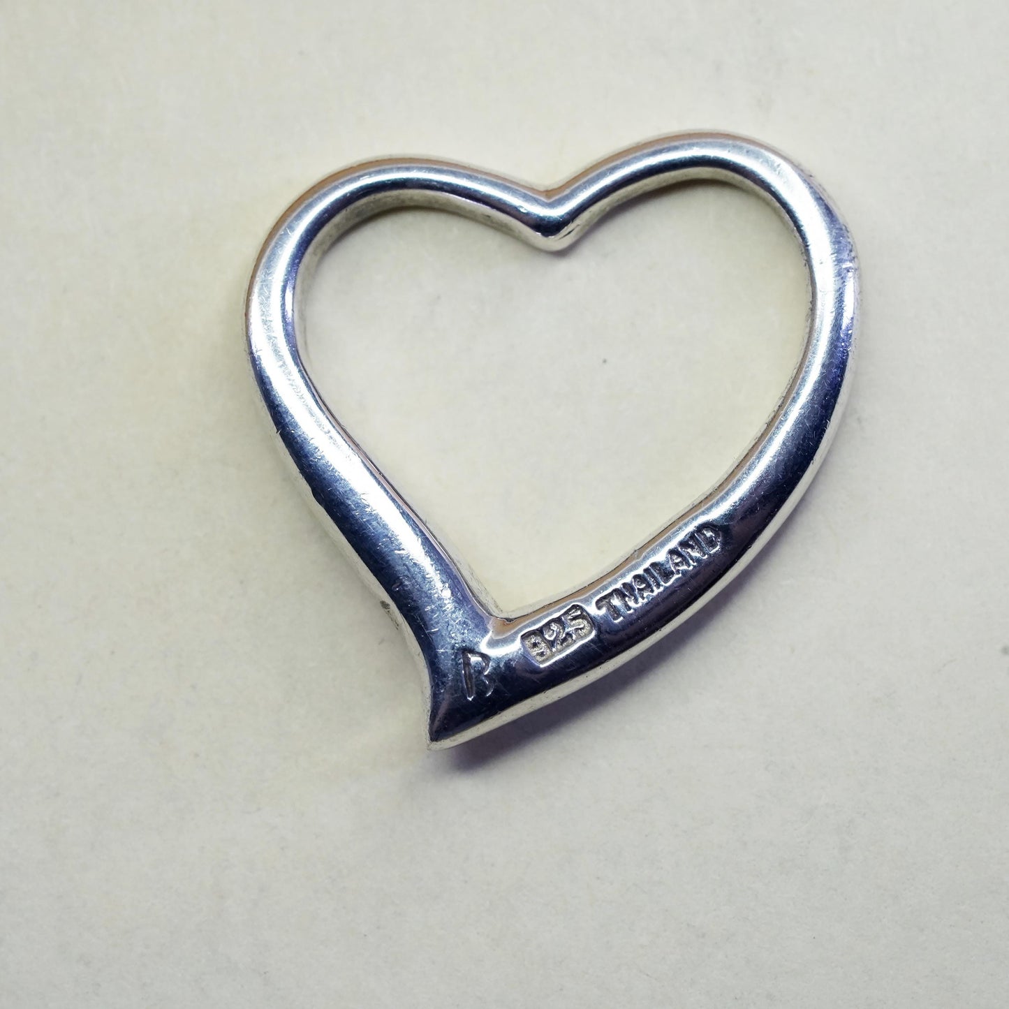 Vintage handmade sterling silver heart shaped pendant, 925 charm