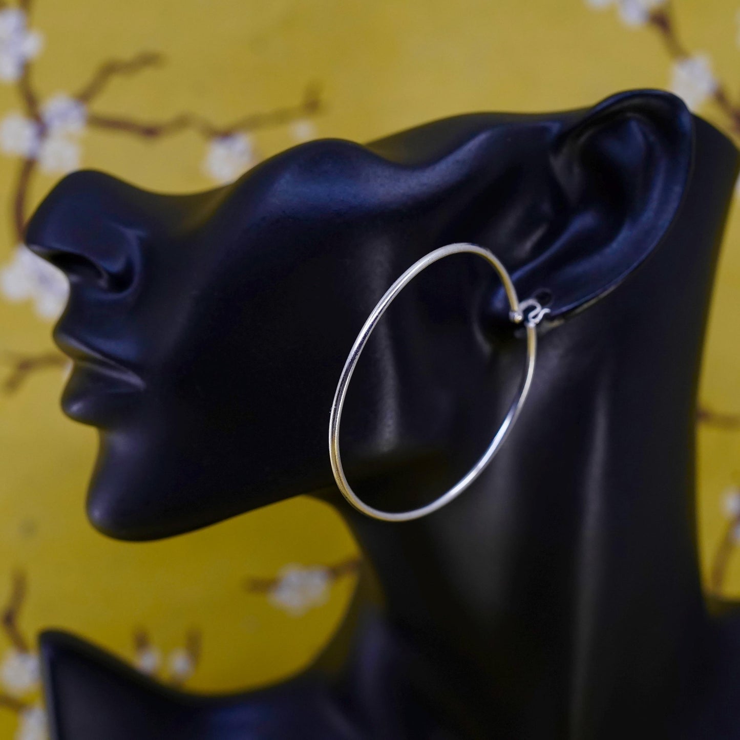 2.25”, FLAW! Sterling silver handmade earrings, huge bold 925 hoops