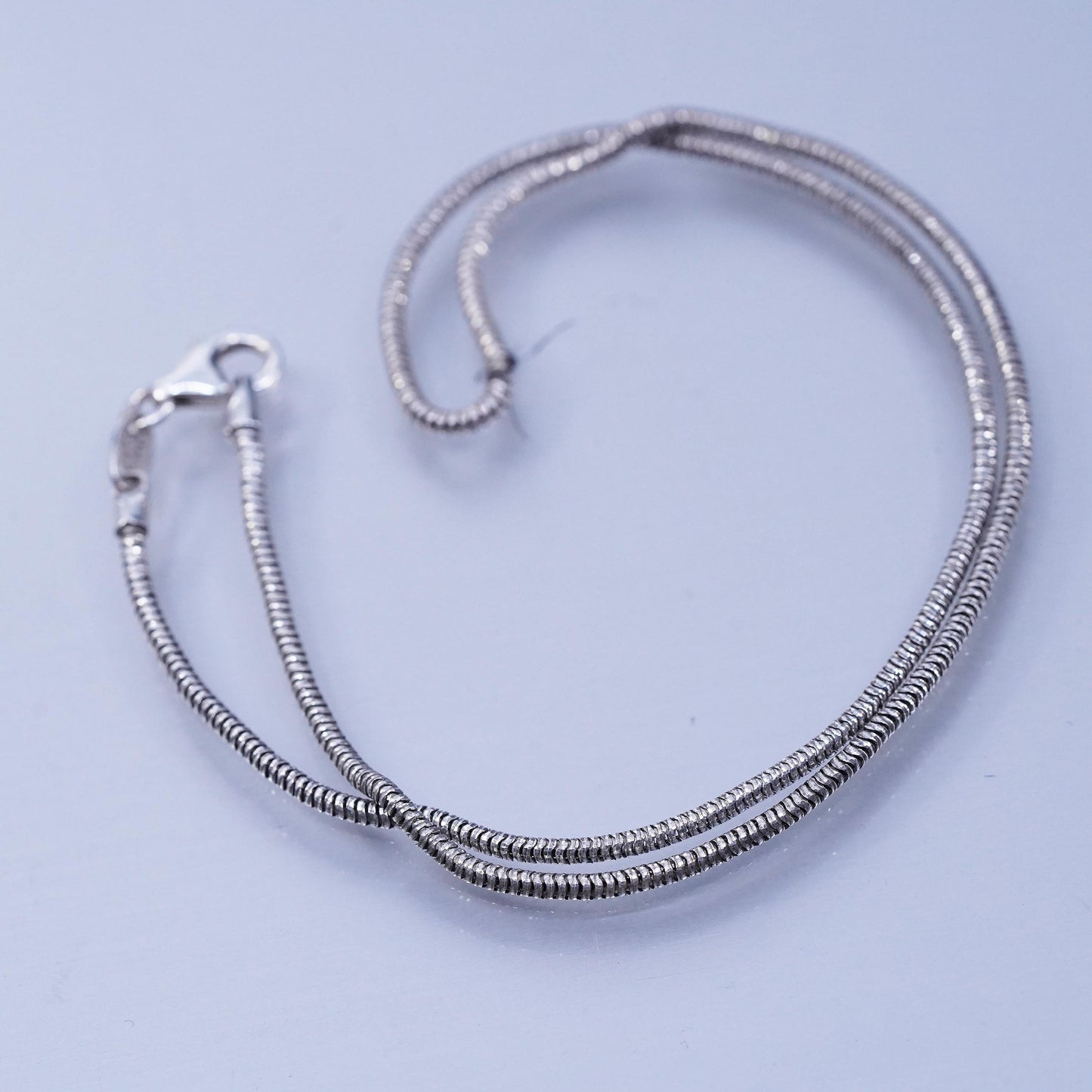 16” 2mm, vintage Italian Sterling 925 silver snake chain necklace
