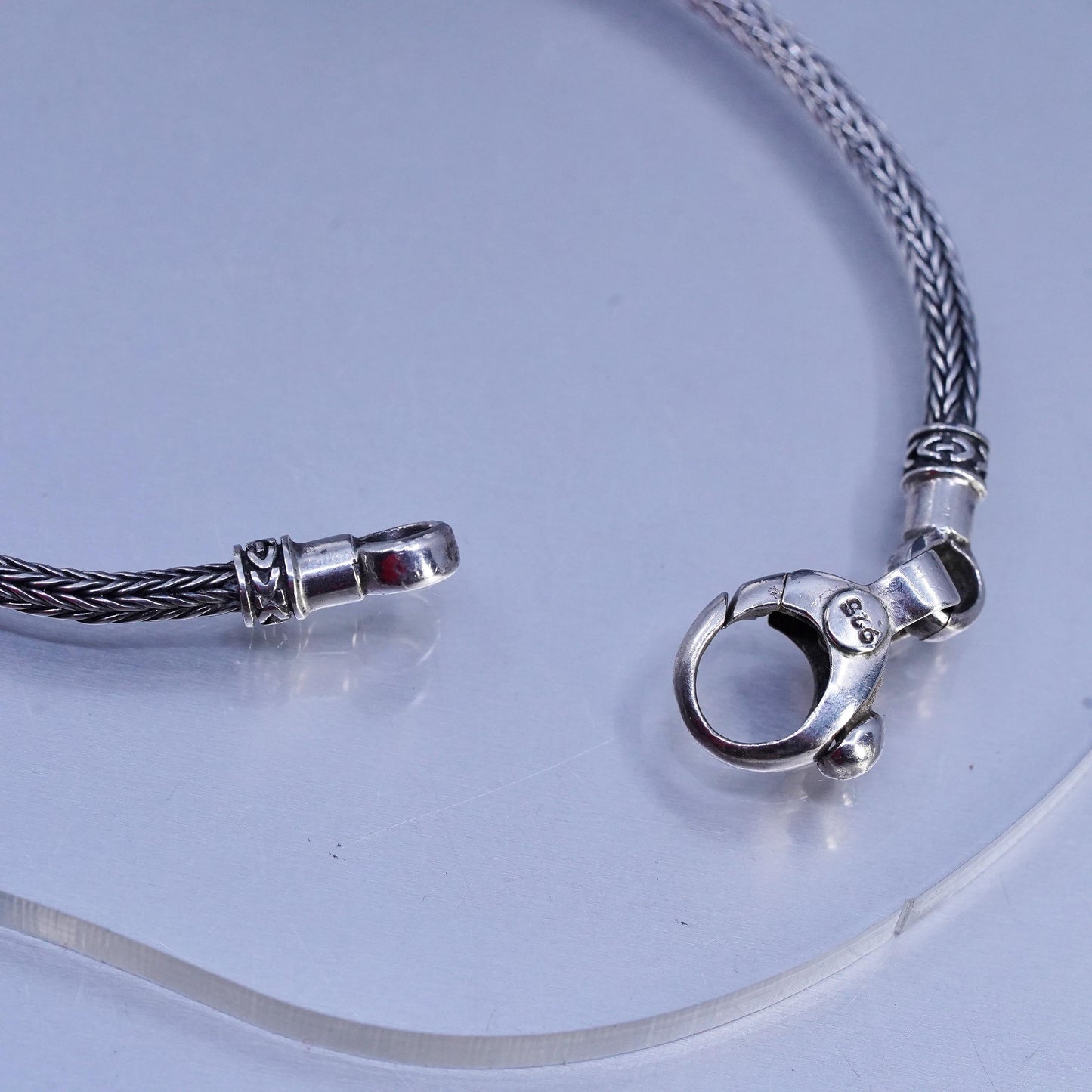 16" Sterling 925 silver bold wheat chain necklace trillion cut peridot pendant