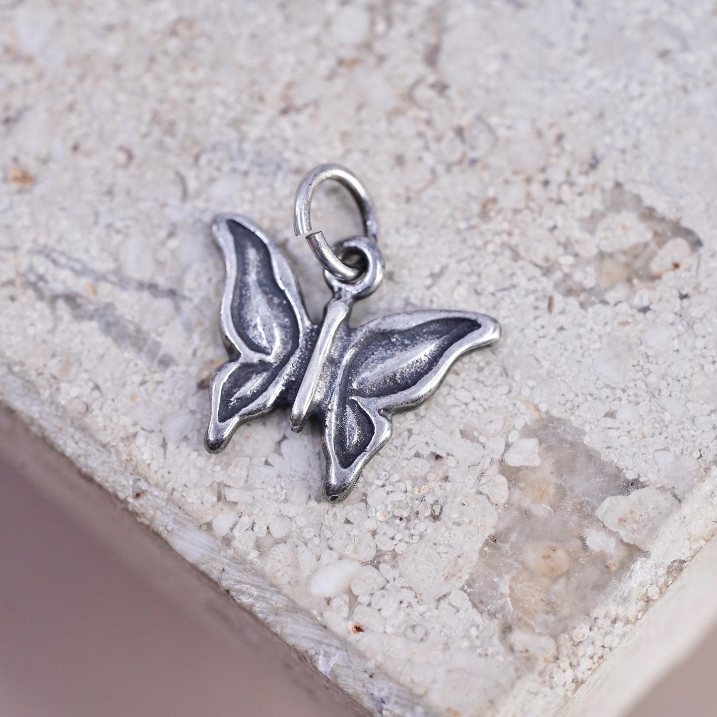 Sterling silver handmade pendant, solid 925 silver butterfly charm