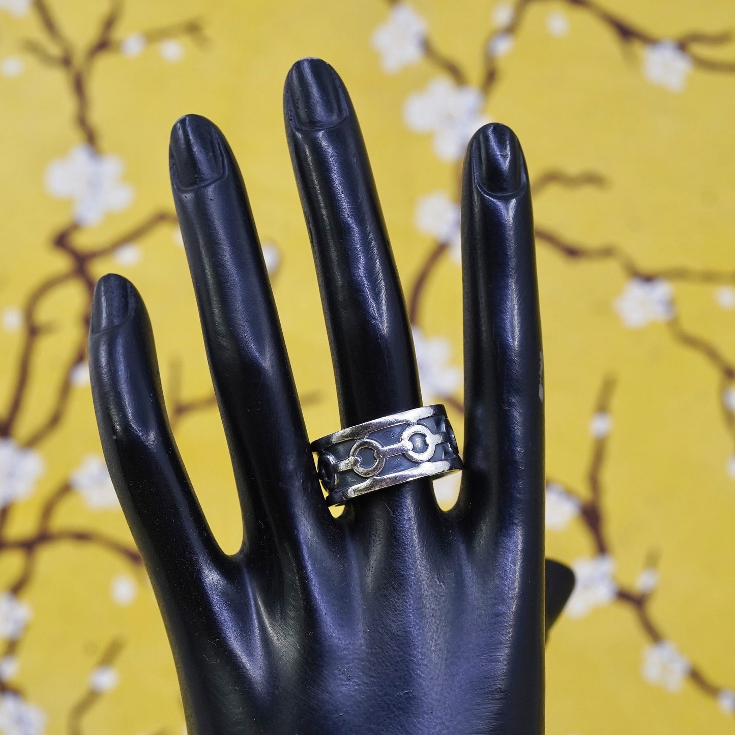 Size 11.5, vintage Sterling silver handmade ring, Hopi 925 textured band