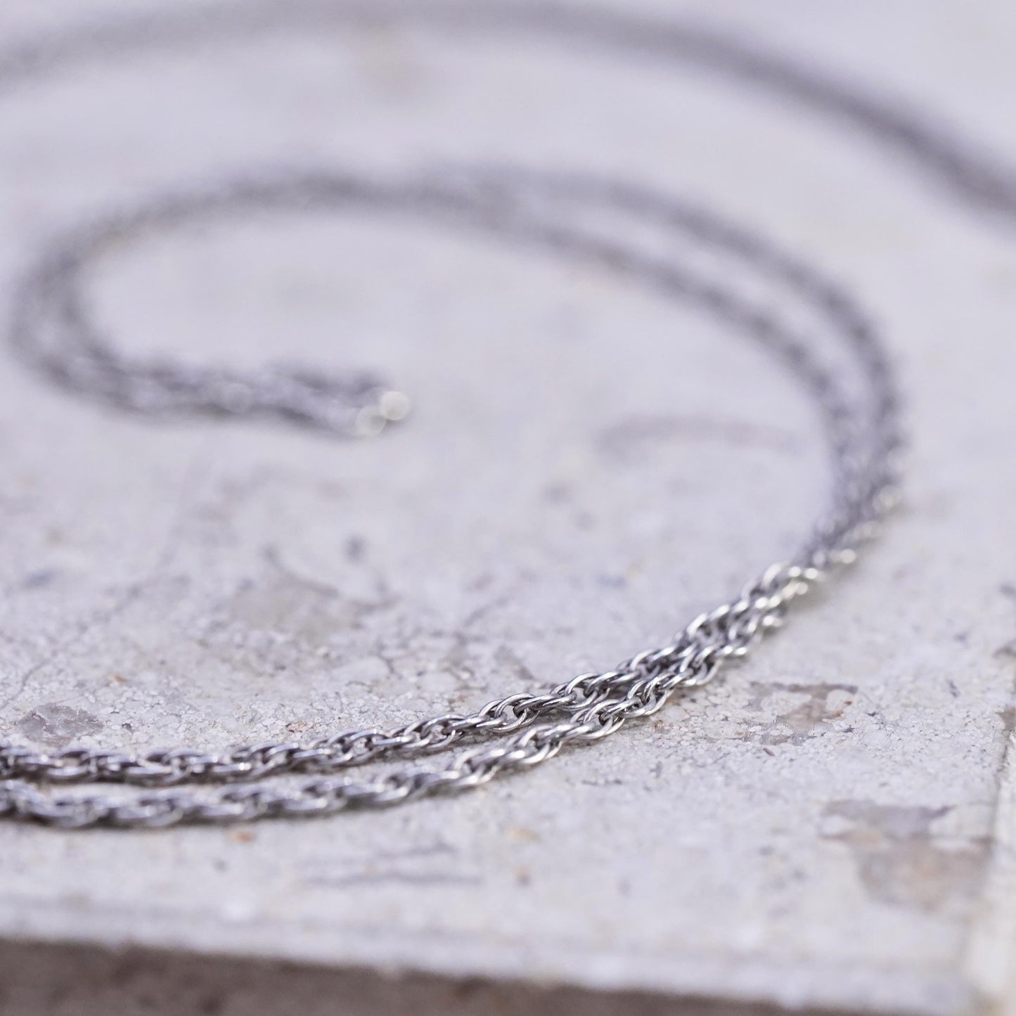22" 1mm, vintage Sterling silver necklace, 925 Singapore rope chain