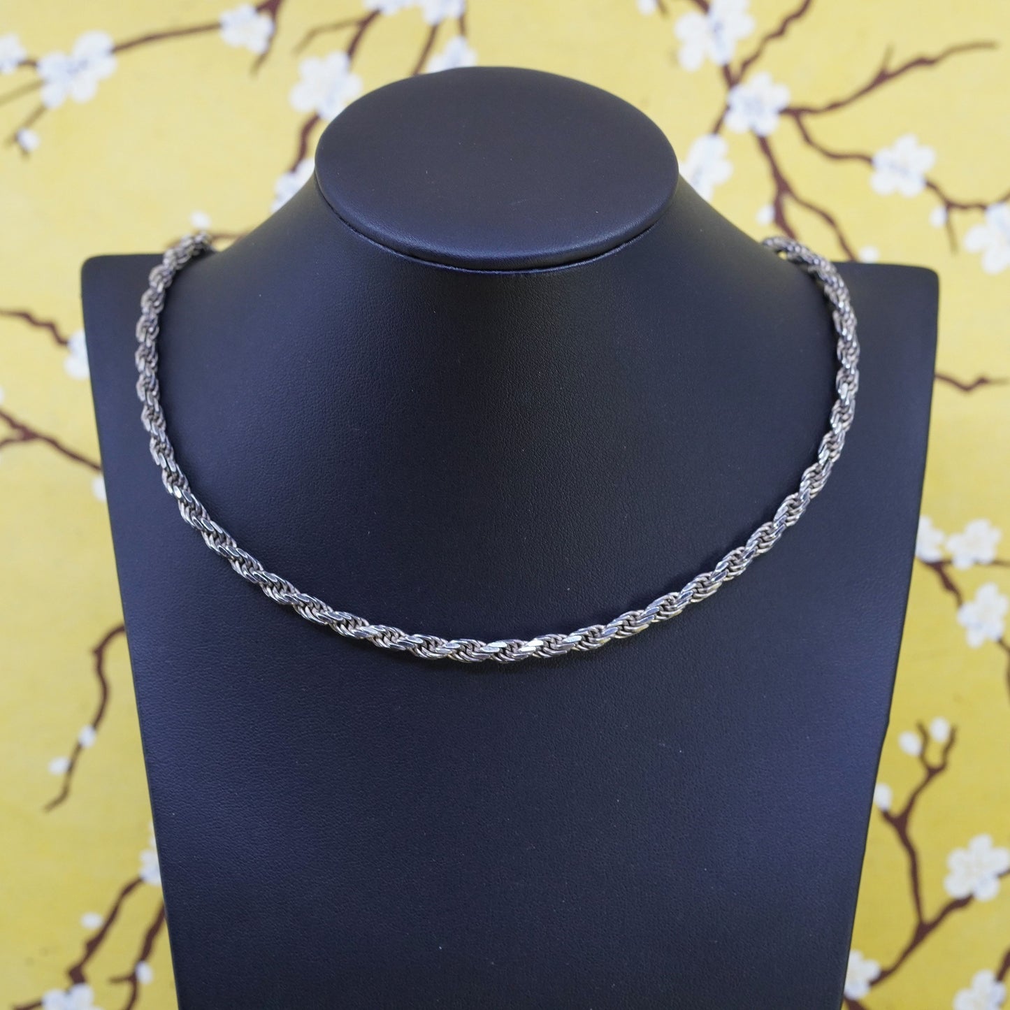 24”, 5mm, vintage Sterling silver necklace, solid Italy 925 rope chain