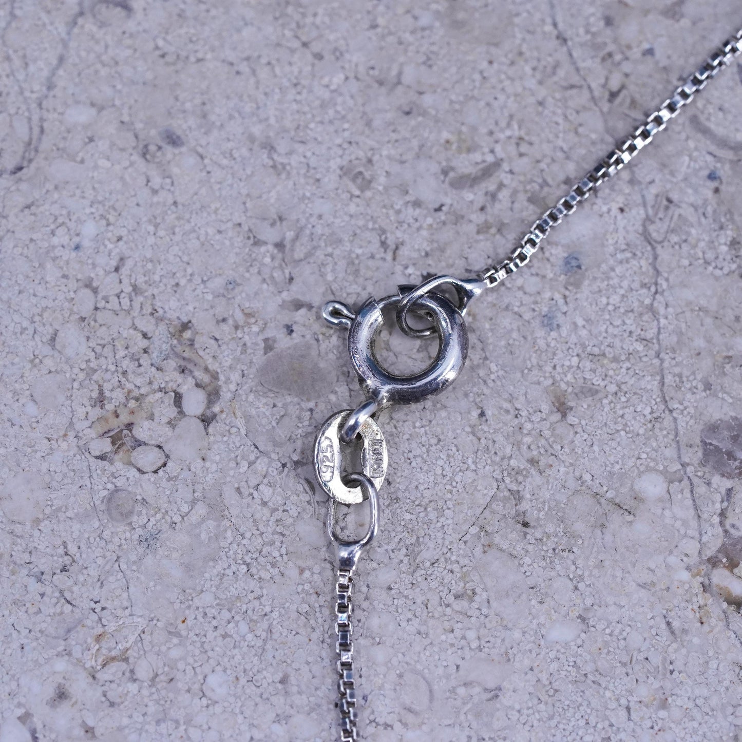 18", Sterling silver necklace, 925 box chain double ruby topaz heart pendant