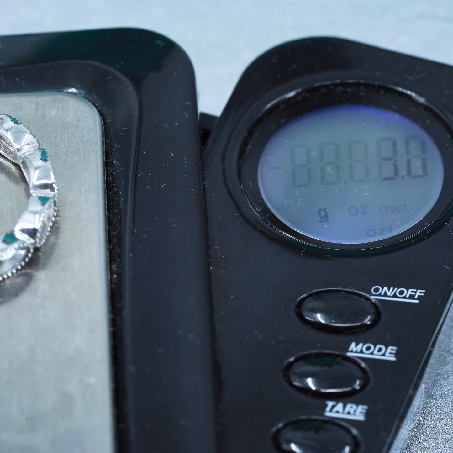 Size 8.25, vintage Sterling 925 silver wedding ring, Cz band