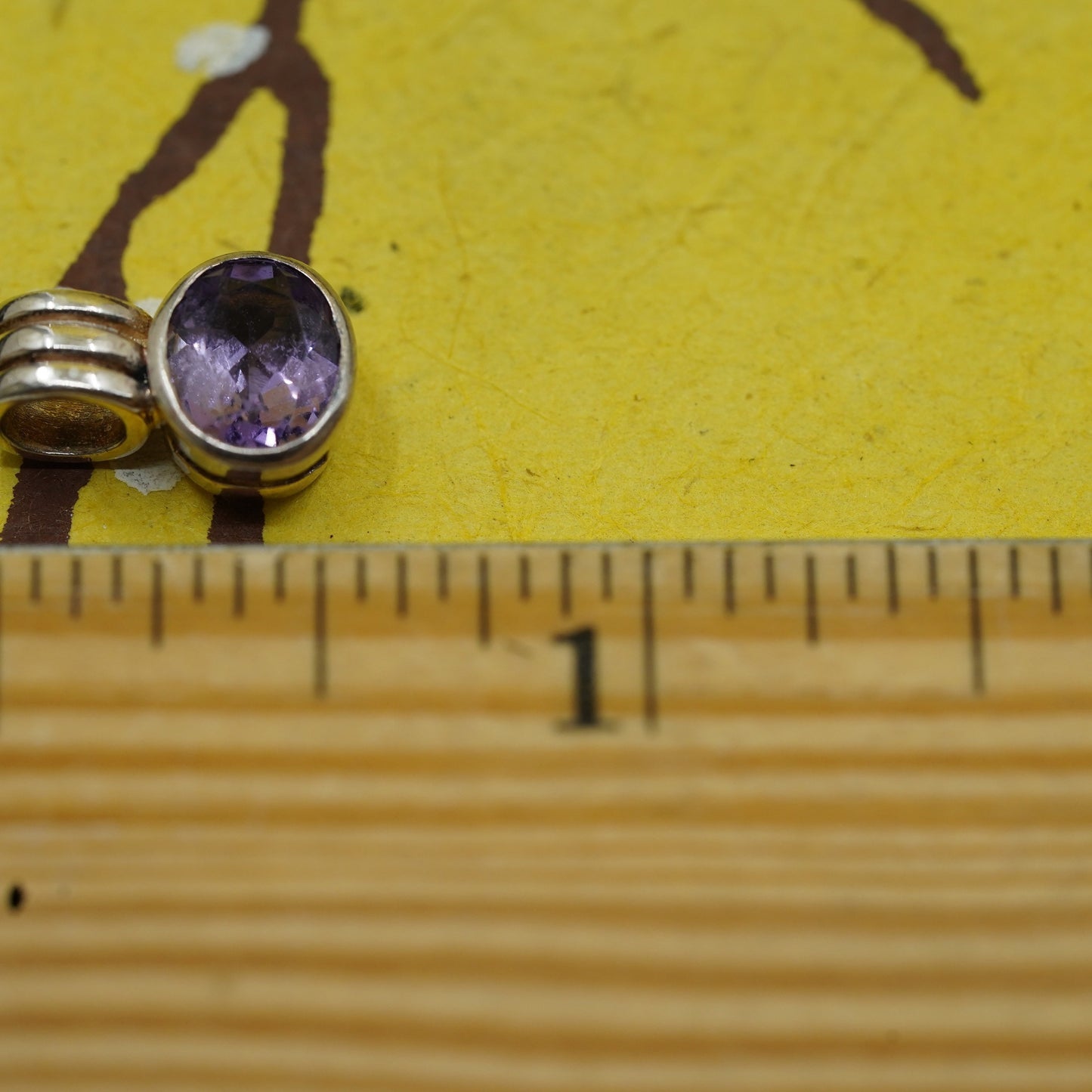Vintage Sterling 925 silver handmade pendant charm with amethyst