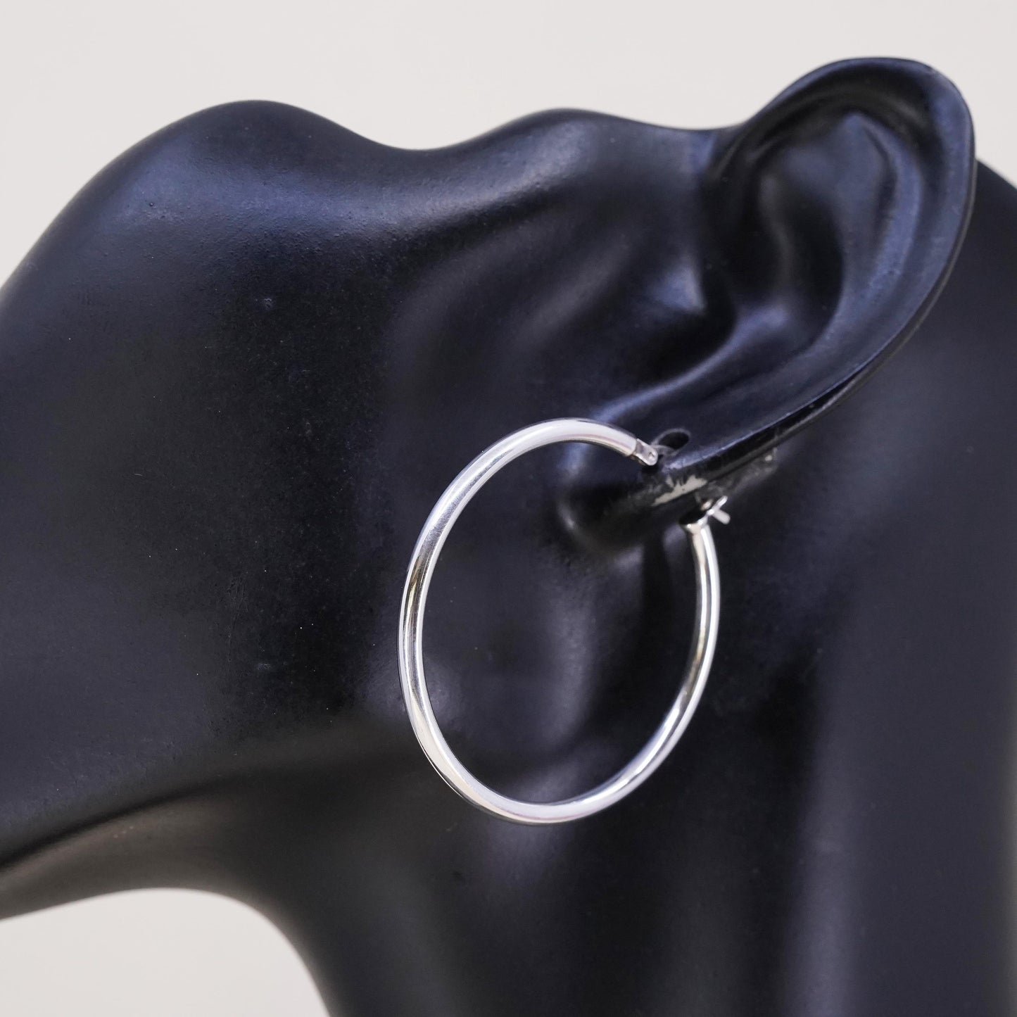 1.5", Vintage sterling 925 silver loop single earring, fashion primitive hoop