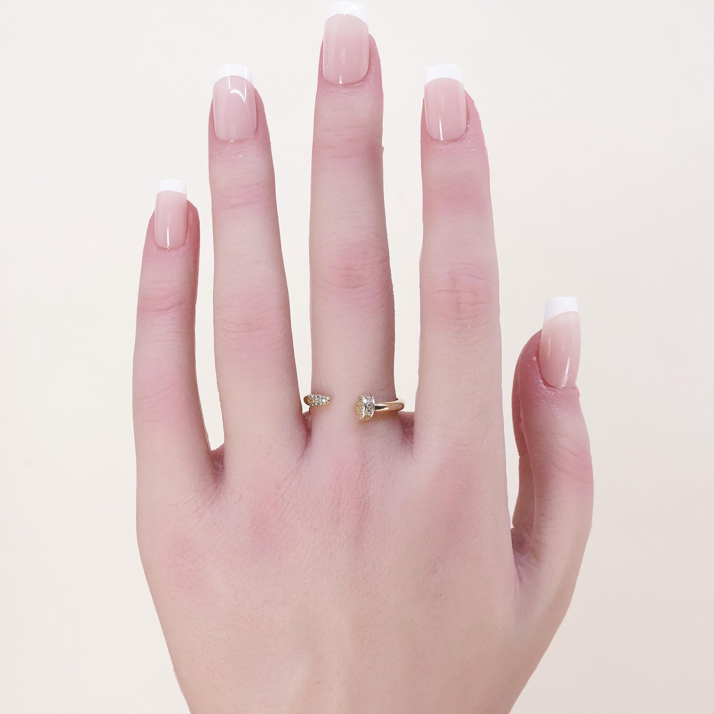 Size 7, Vermeil gold over sterling 925 silver stackable nail ring cluster Cz