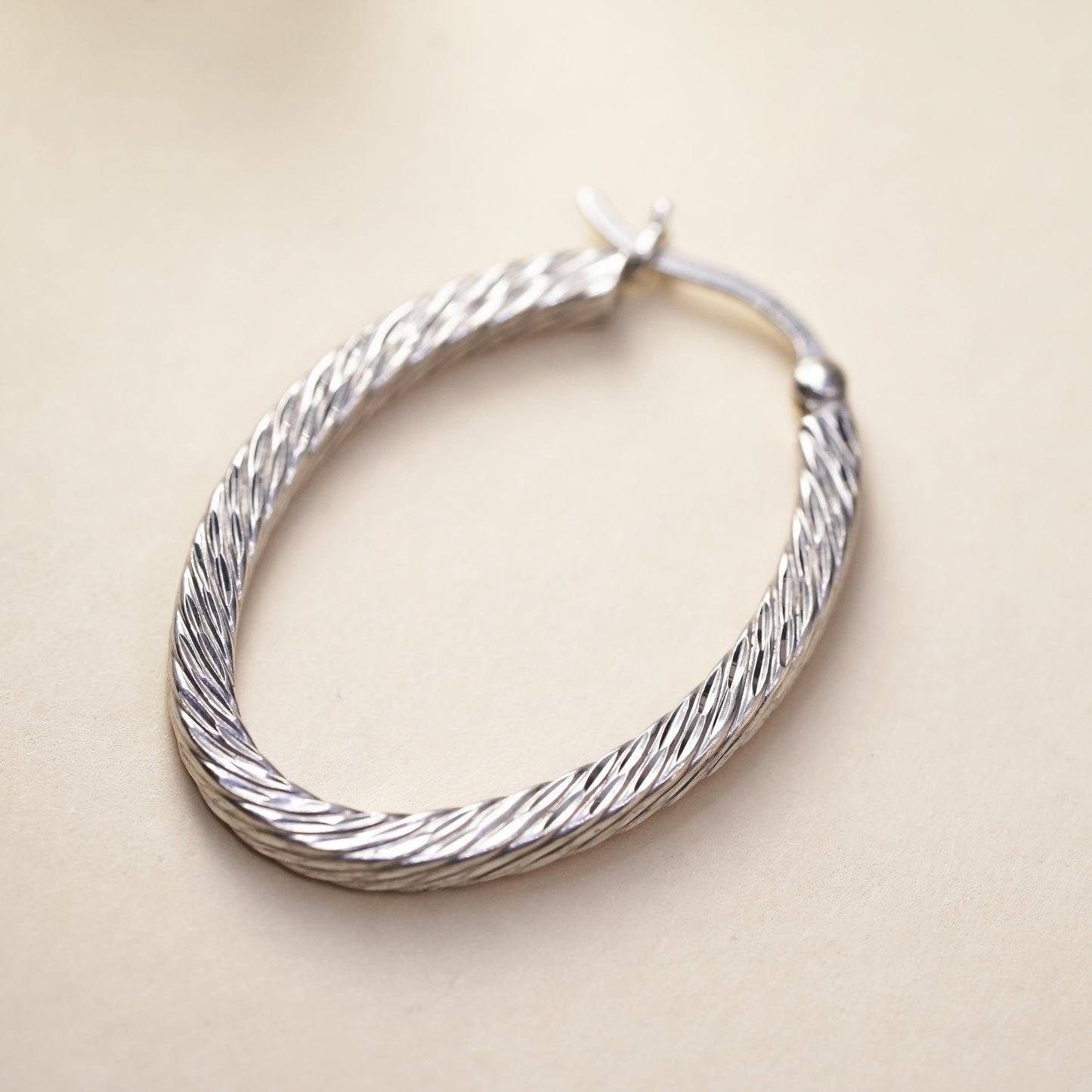 1.25”, Vintage sterling silver loop single earring, minimalist primitive hoop