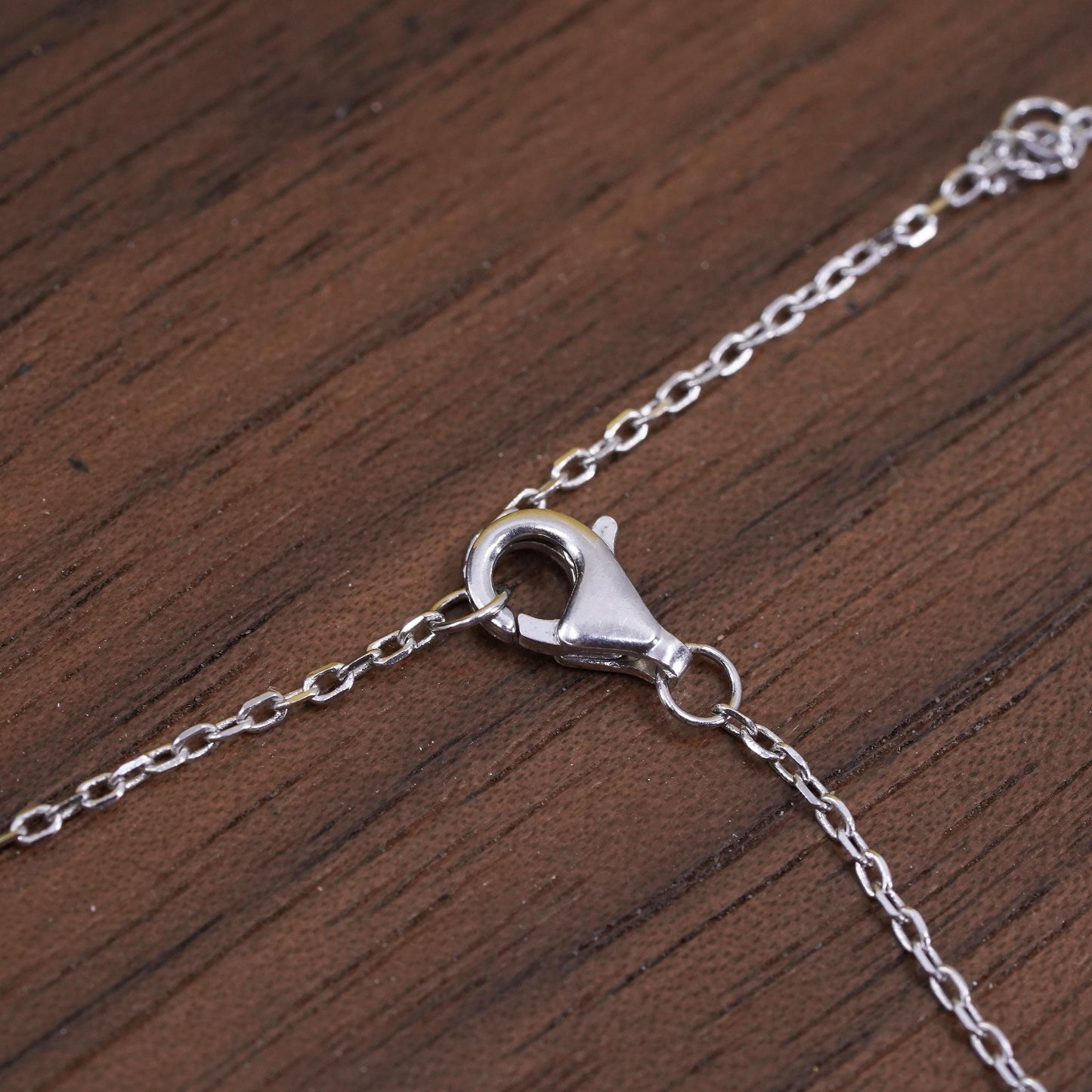 18+2”, vintage Sterling silver necklace, 925 circle rope chain diamond pendant