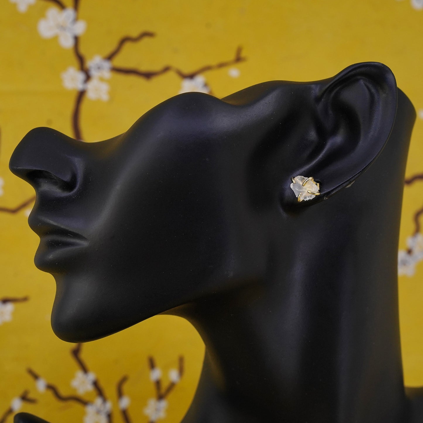 Vermeil gold over Sterling silver natural crystal studs, earrings