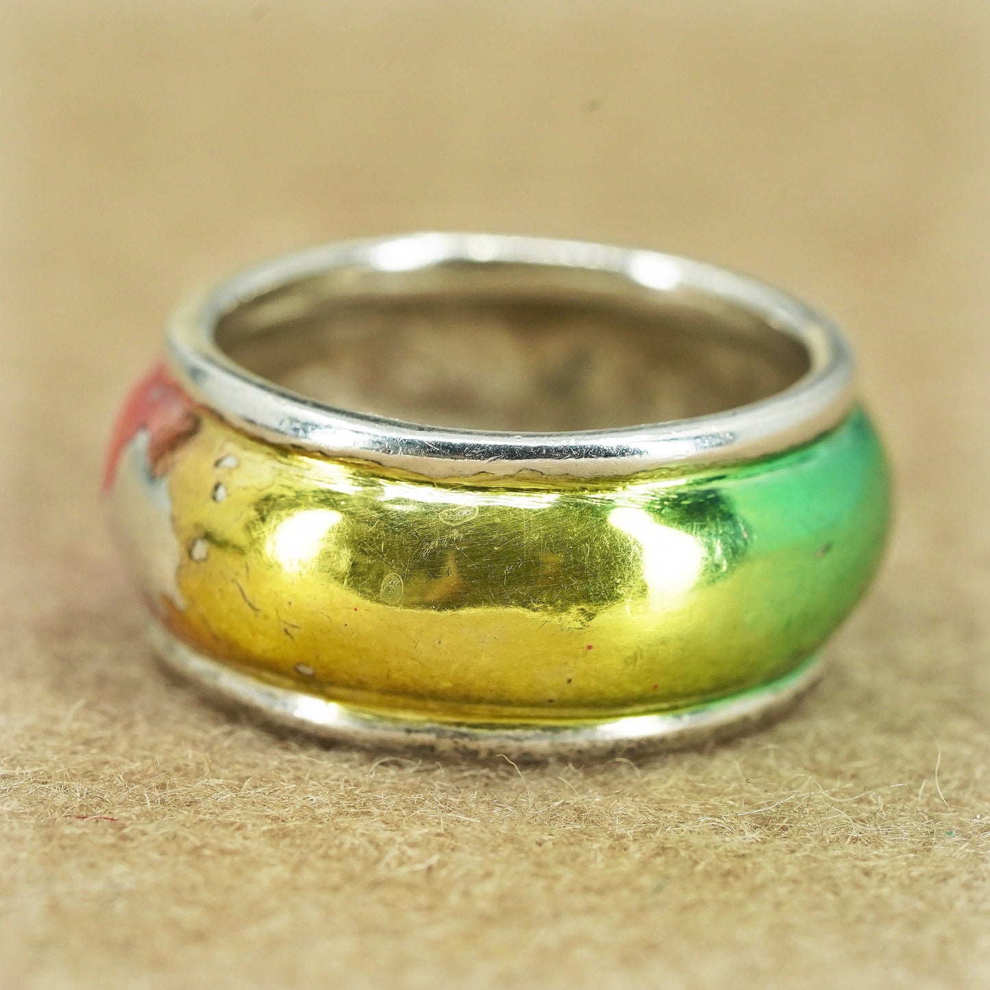 Size 7.5, vintage Sterling 925 silver handmade ring, ribbed band