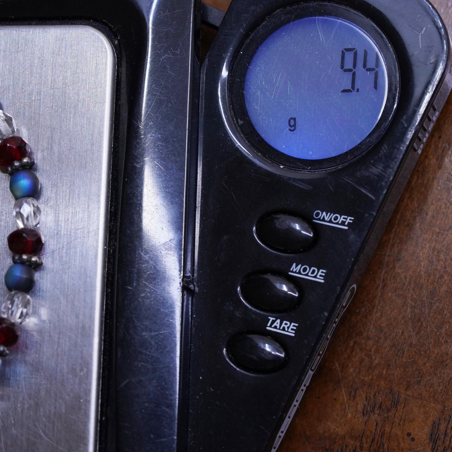 8.5”, Vintage Sterling 925 silver bracelet with beads crystal toggle closure