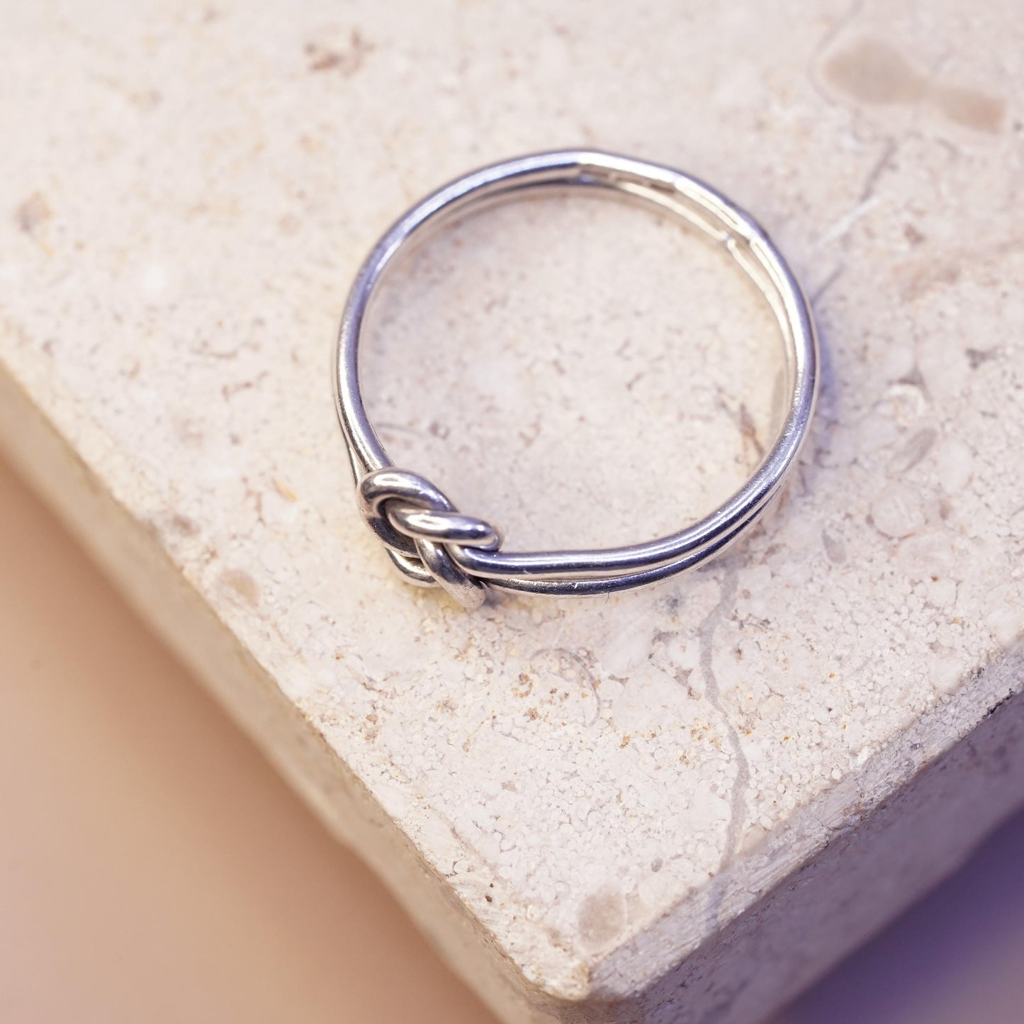 Size 5.75, vintage sterling silver ring, solid 925 silver wired knotted band