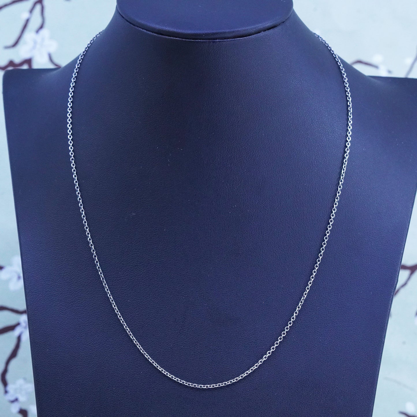 18" 1mm, Vintage Italian sterling silver circle link chain, 925 silver necklace