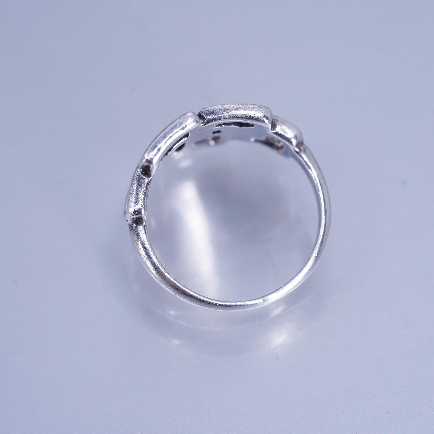 Size 5.5, vintage Mexican Sterling 925 silver handmade ring, multi square band