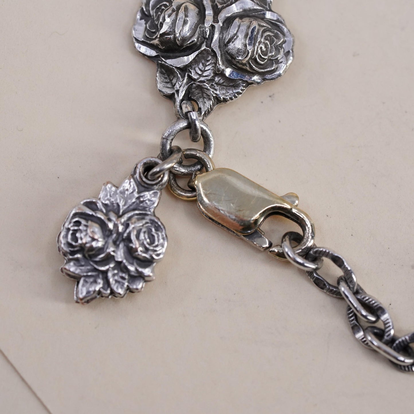 7", Sterling Silver Catholic Rosary Bracelet, Rose Religious Virgin Mary Saints