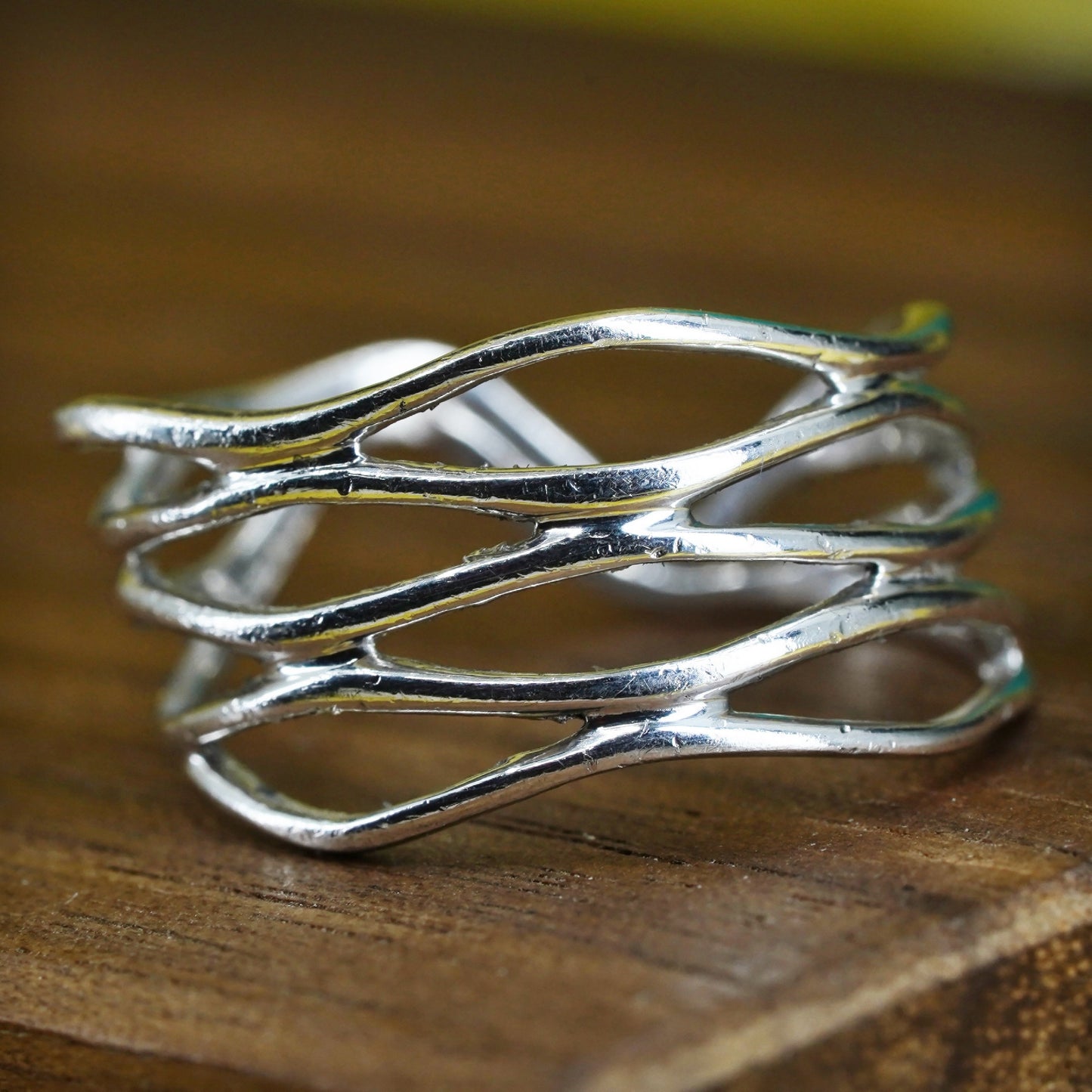 Size 7, vintage Sterling silver handmade ring, Modern 925 wavy band