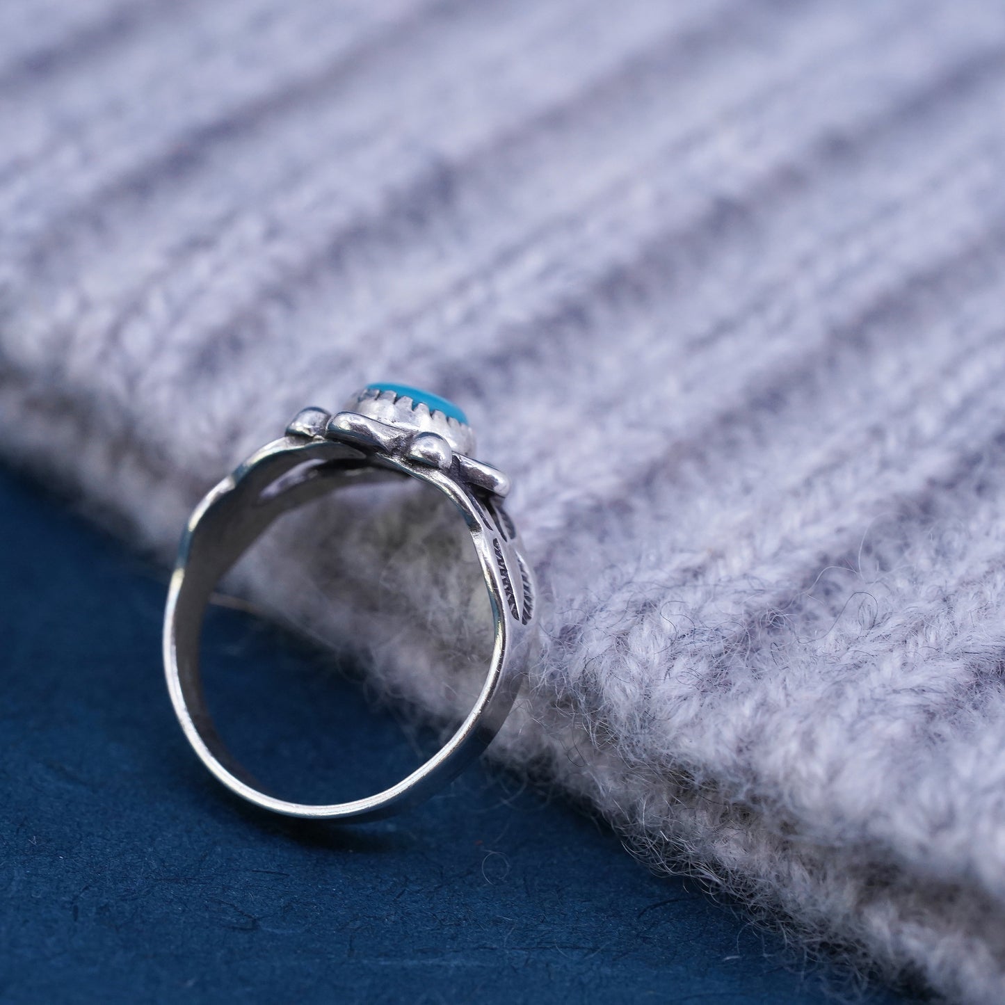 Size 2, bell trading post Sterling 925 silver ring, Native American, turquoise