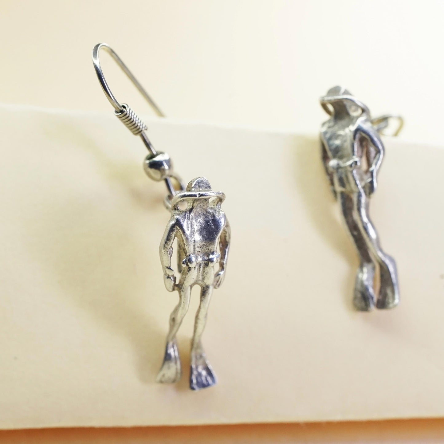 Vintage sterling 925 silver handmade diver drop earrings