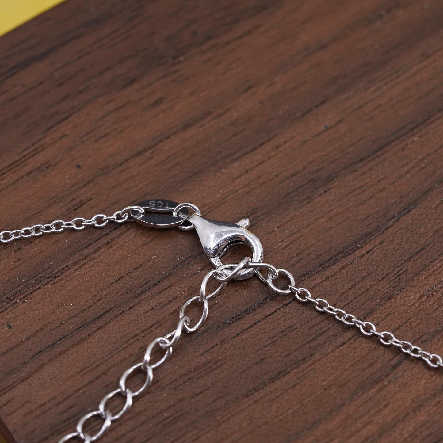 15+3” Vintage TCS Sterling 925 silver circle necklace double square cz pendant