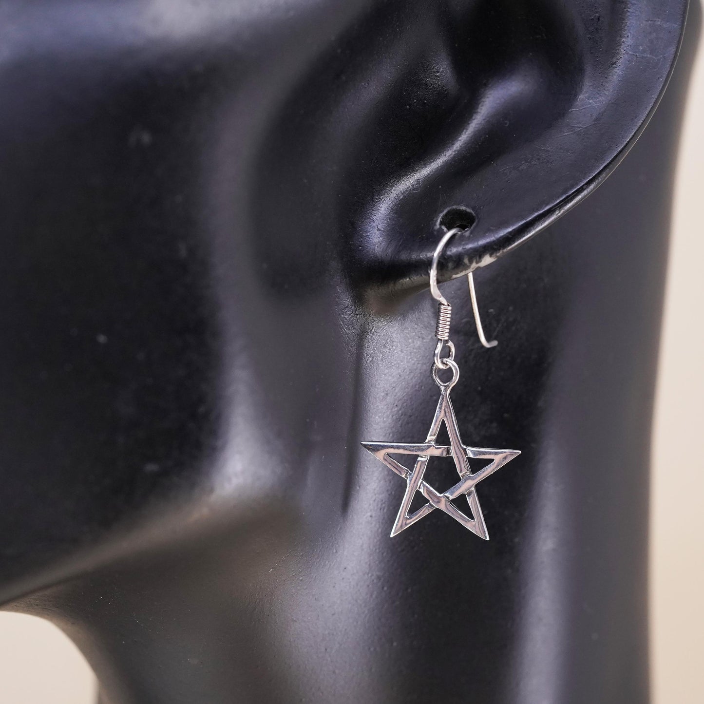 Vintage Sterling silver handmade pendant, 925 star single earring