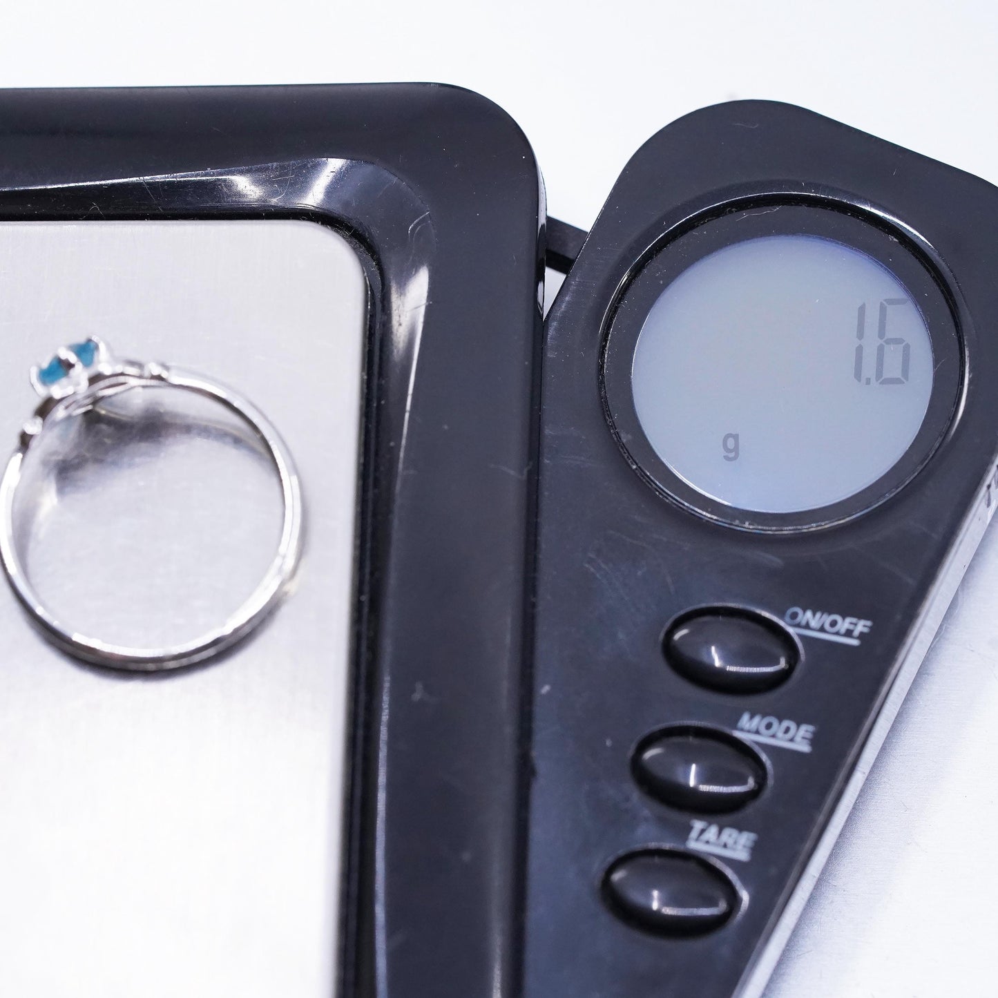 size 6.5, vintage Sterling Silver 925 engagement heart ring with topaz