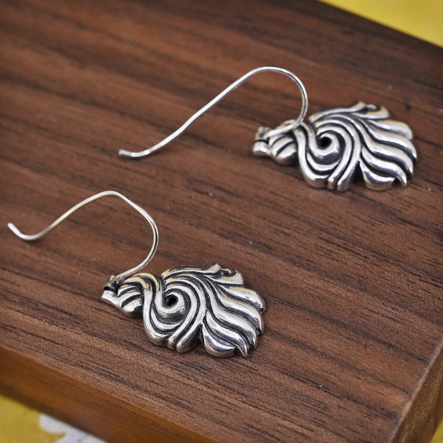 Vintage Sterling silver handmade earrings, 925 sprial dangle