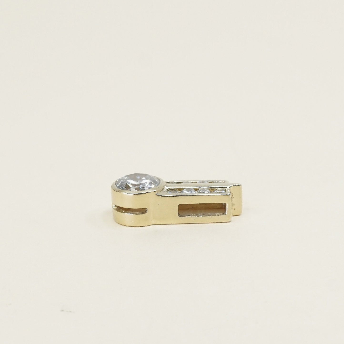 Gold over sterling silver pendant, minimalist, modernist, 925 w/ cz