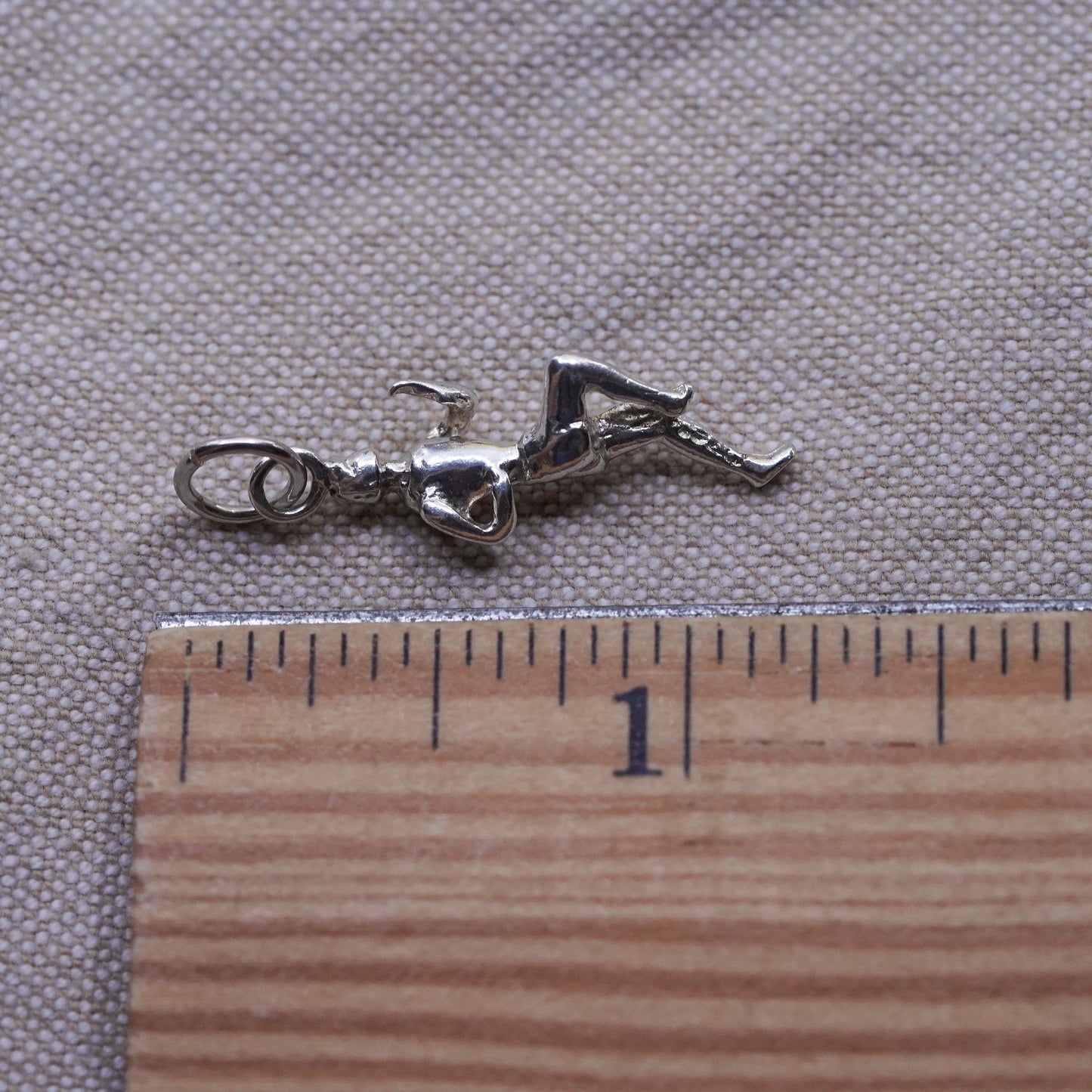 Vintage Sterling silver handmade pendant, 925 runner figure charm
