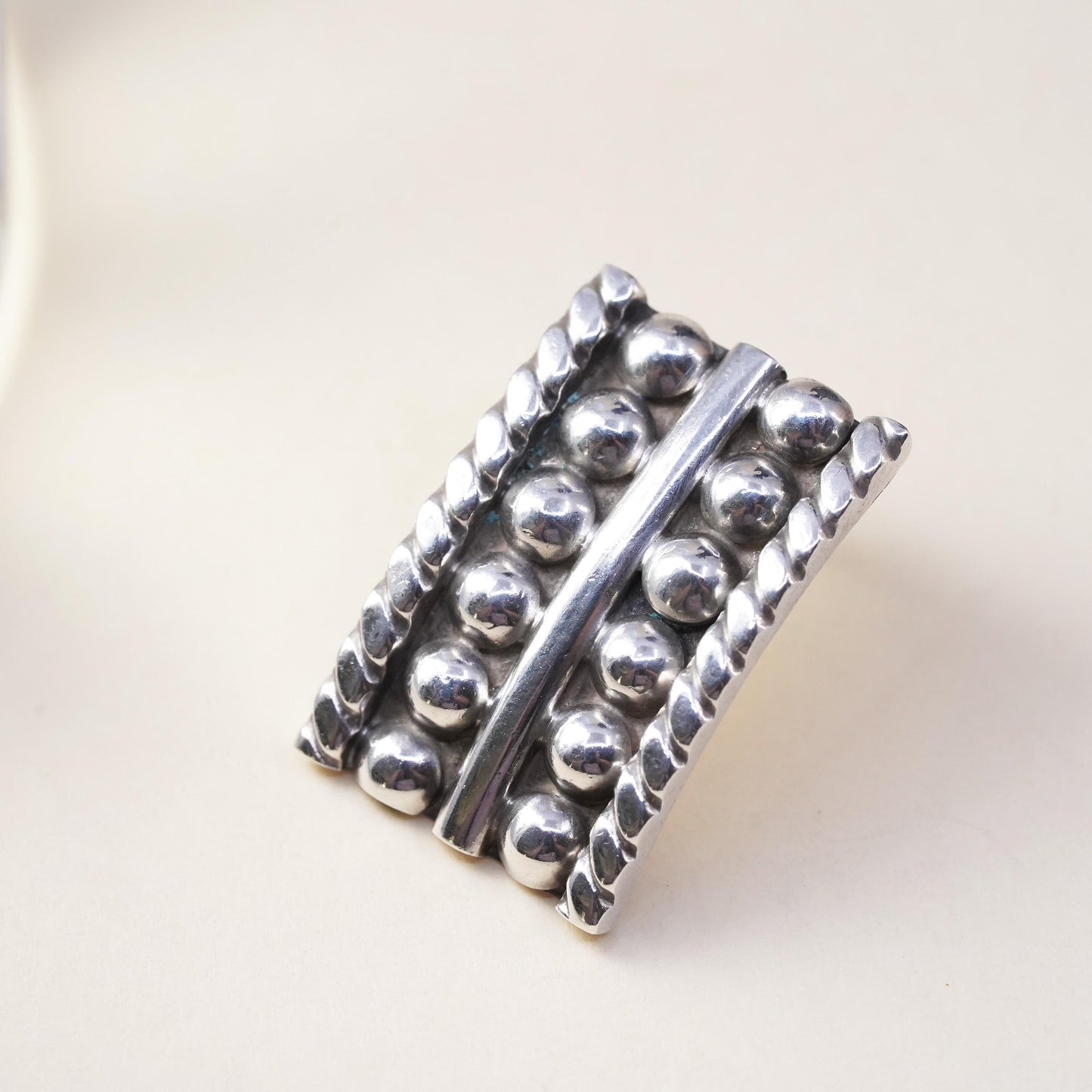 Vintage handmade single earring. Sterling 925 silver beads stud