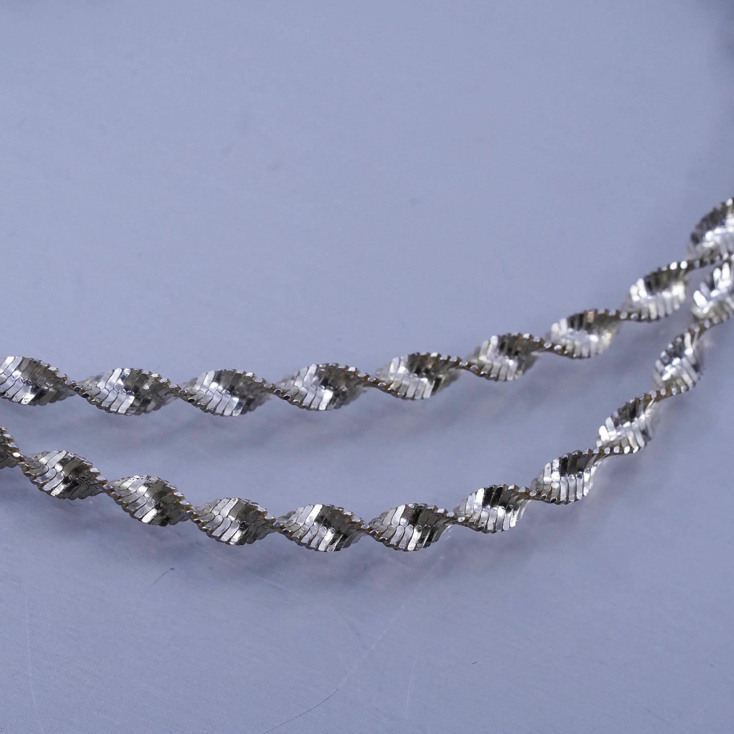 18” vermeil gold over Sterling 925 silver twisted herringbone chain necklace