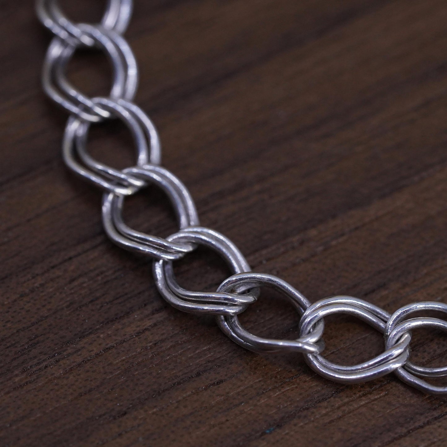 7", vintage Sterling silver handmade double curb bracelet, 925 chain bracelet