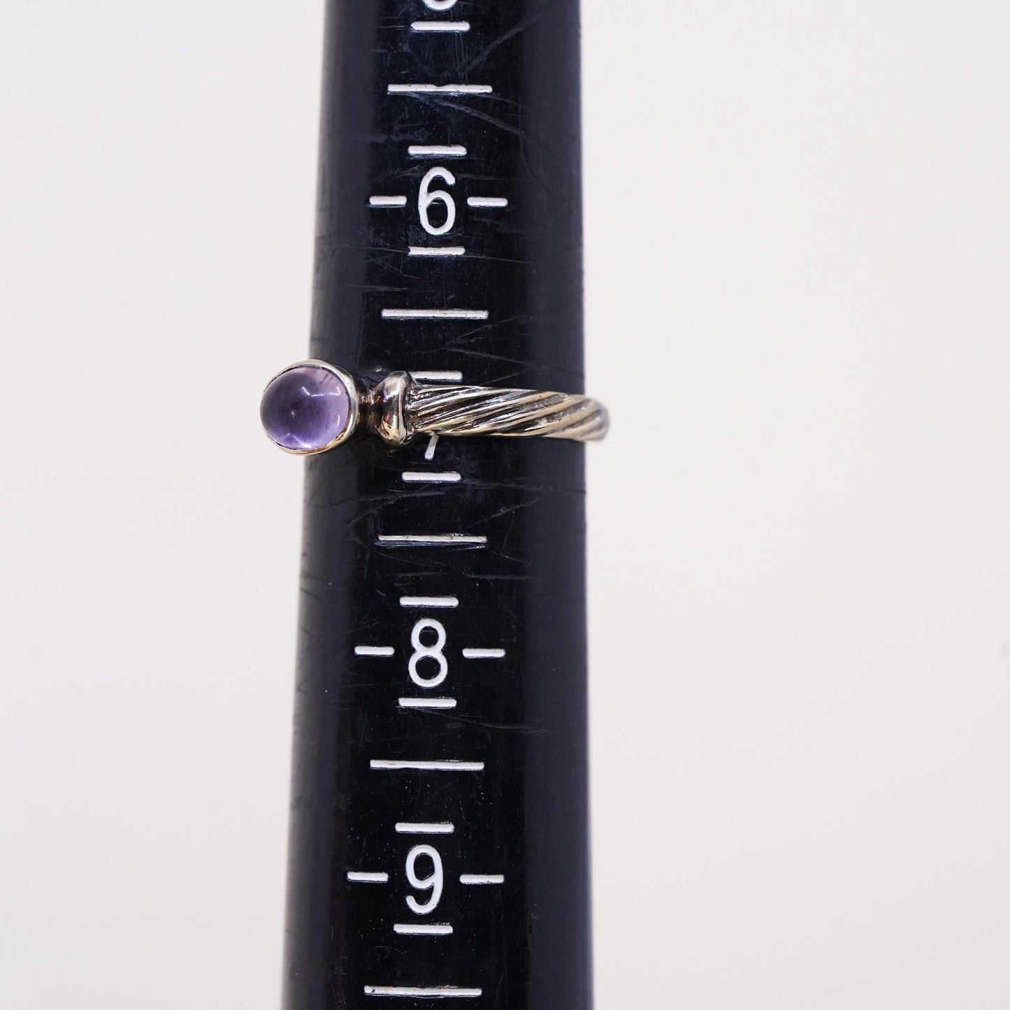 Size 7, vintage gold plated Sterling silver ring, 925 stackble band amethyst