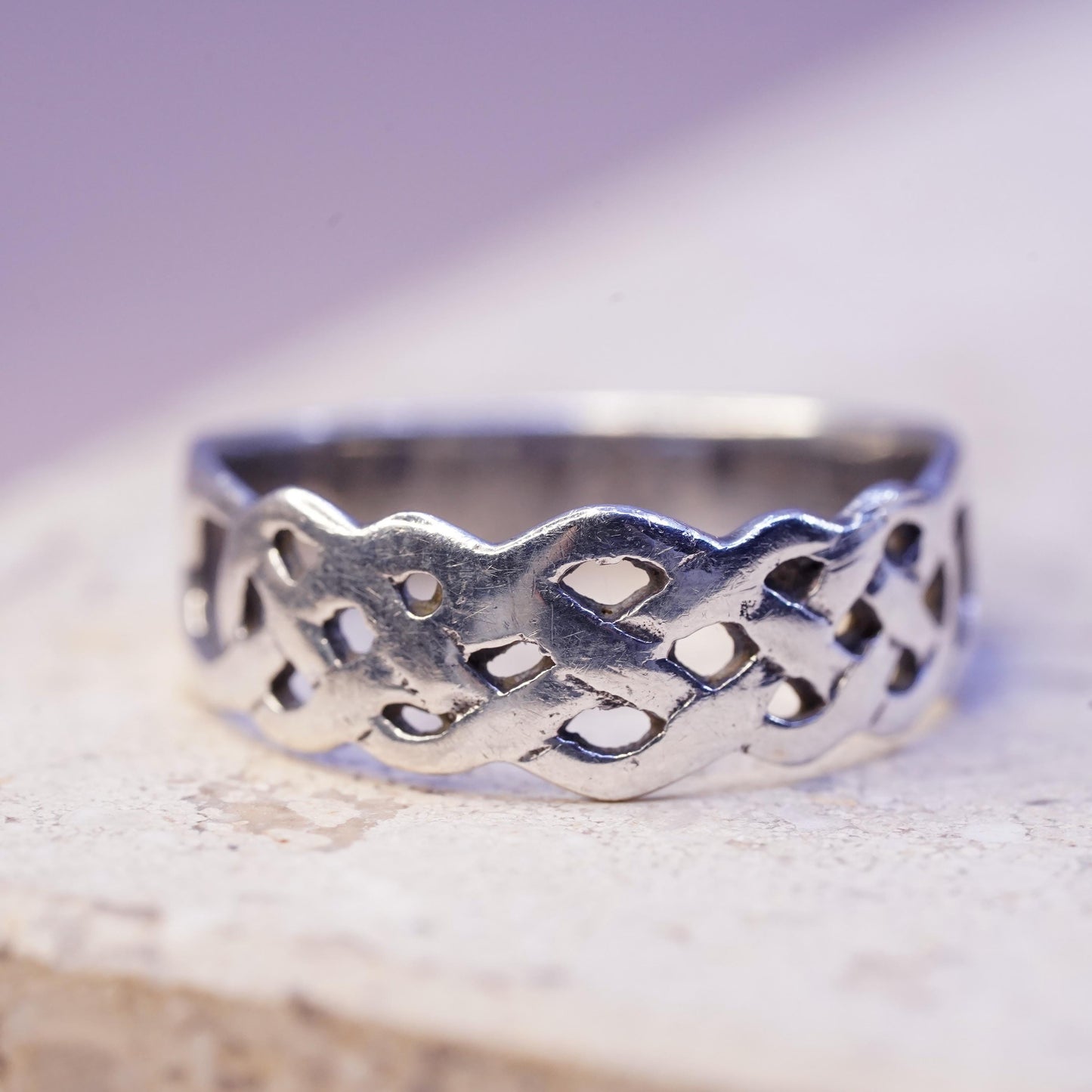 Size 7, vintage Sterling silver handmade ring, 925 Filigree band