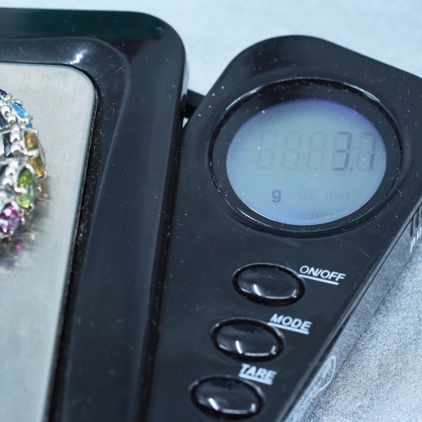 Size 9, vintage Sterling 925 silver ring w/ amethyst peridot citrine ruby topaz