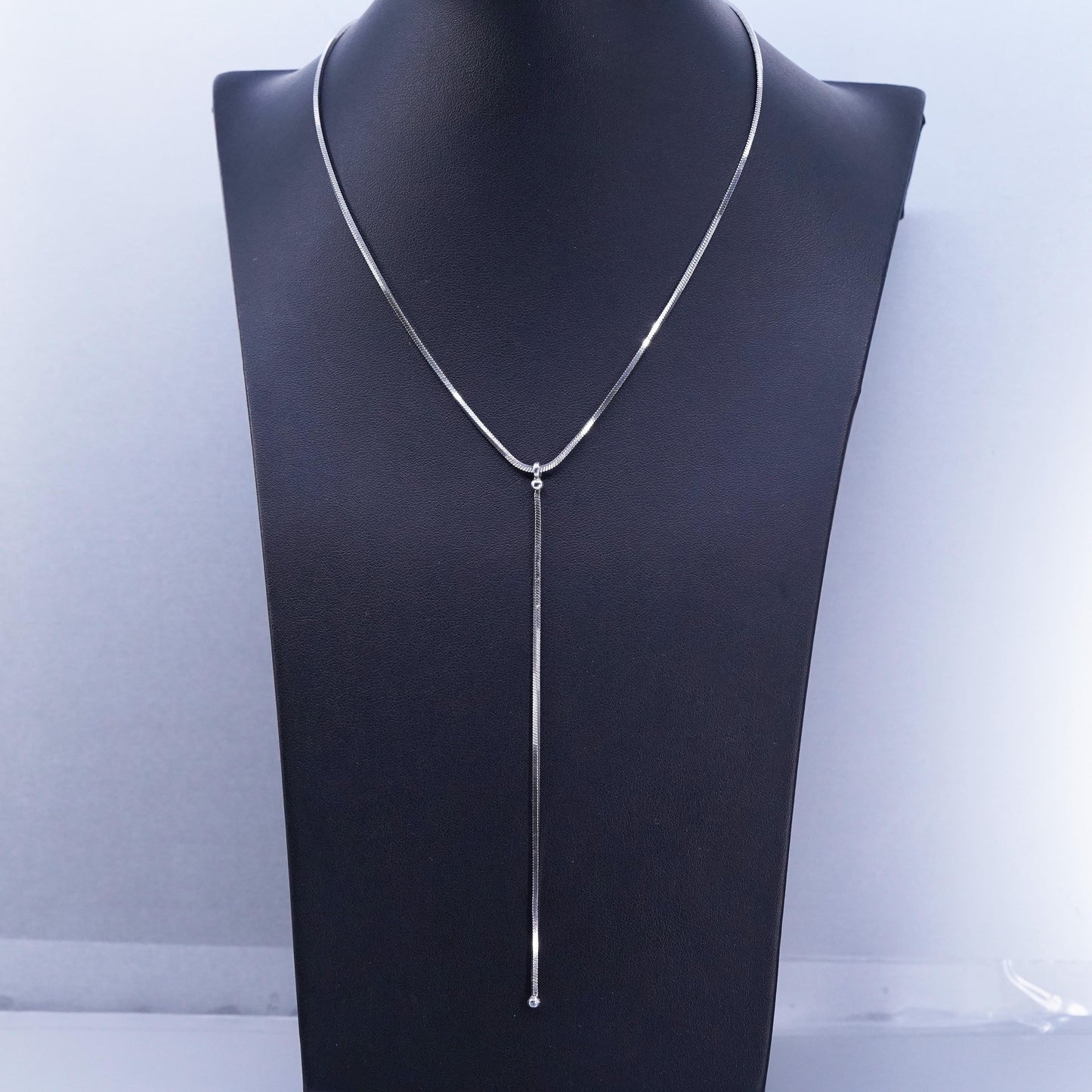 16” Italian Sterling 925 silver square snake chain necklace with 5” long drop