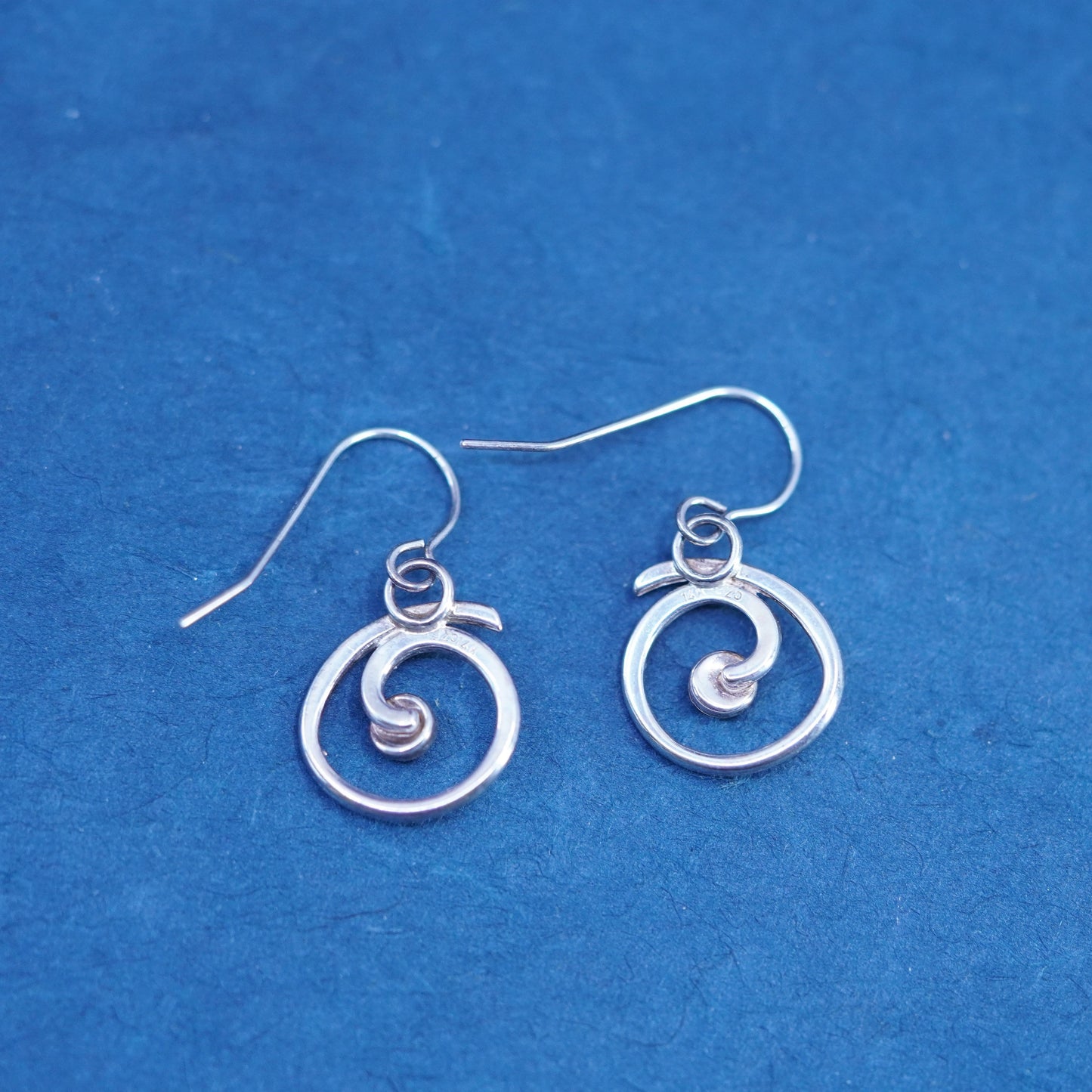 sterling silver handmade earrings, 925 twisted hopps with garnet beads drop