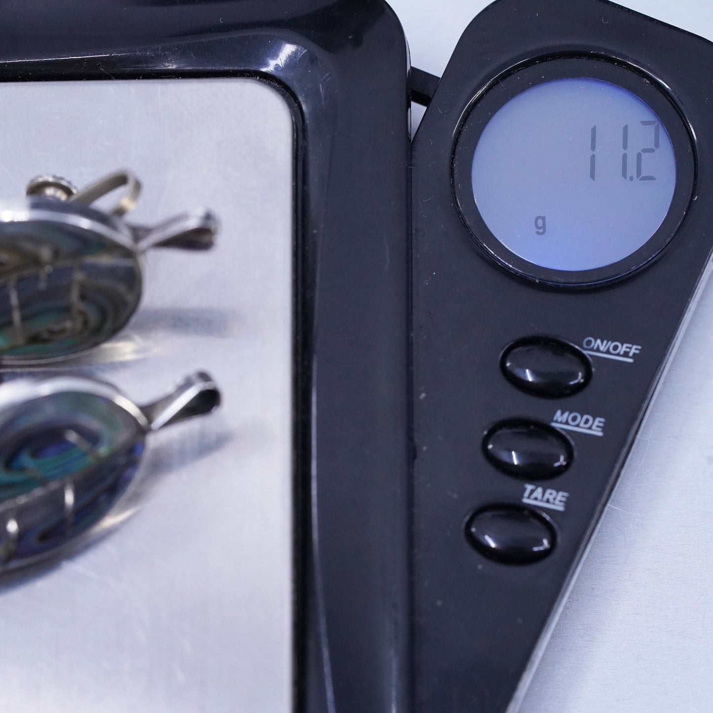 vtg Mexican PA Sterling 925 silver handmade earrings, leaf screw back abalone