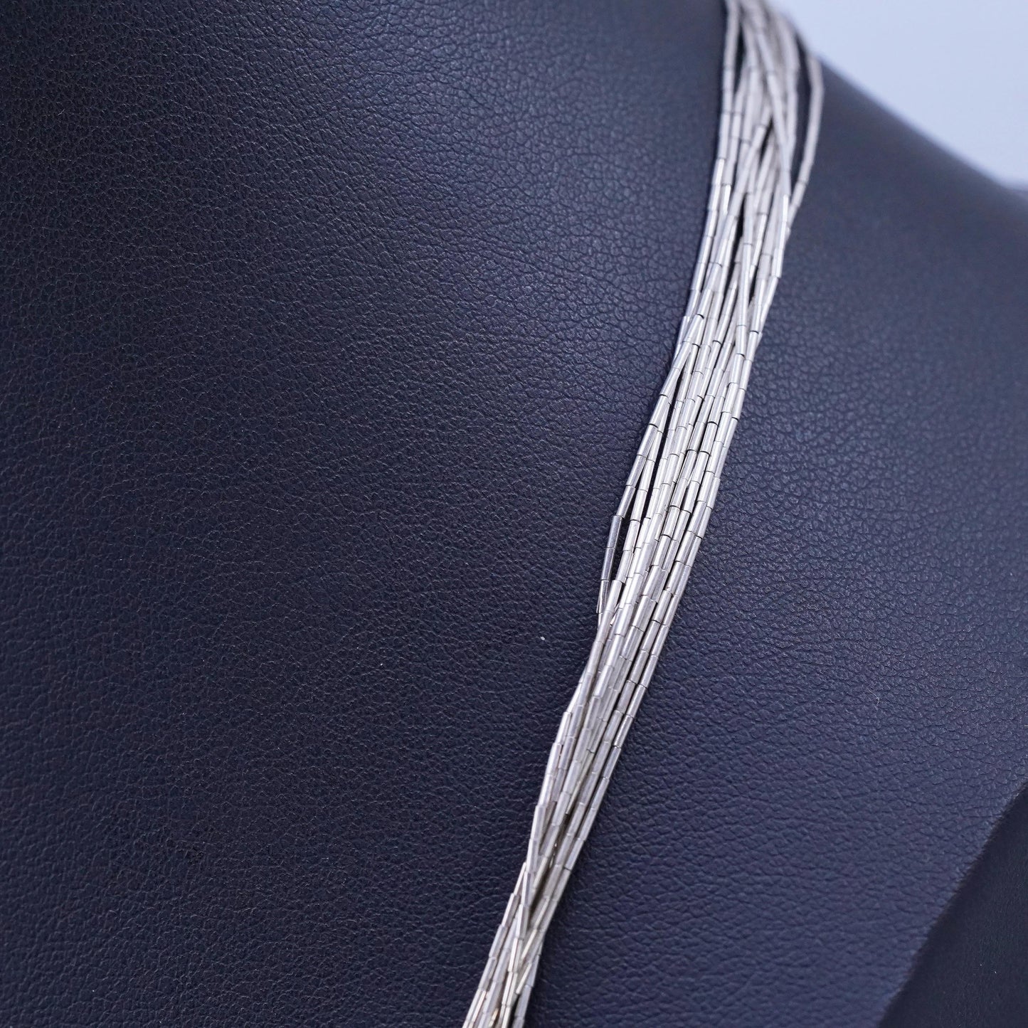 24", liquid Sterling silver 10 strands necklace, Native American handmade chain