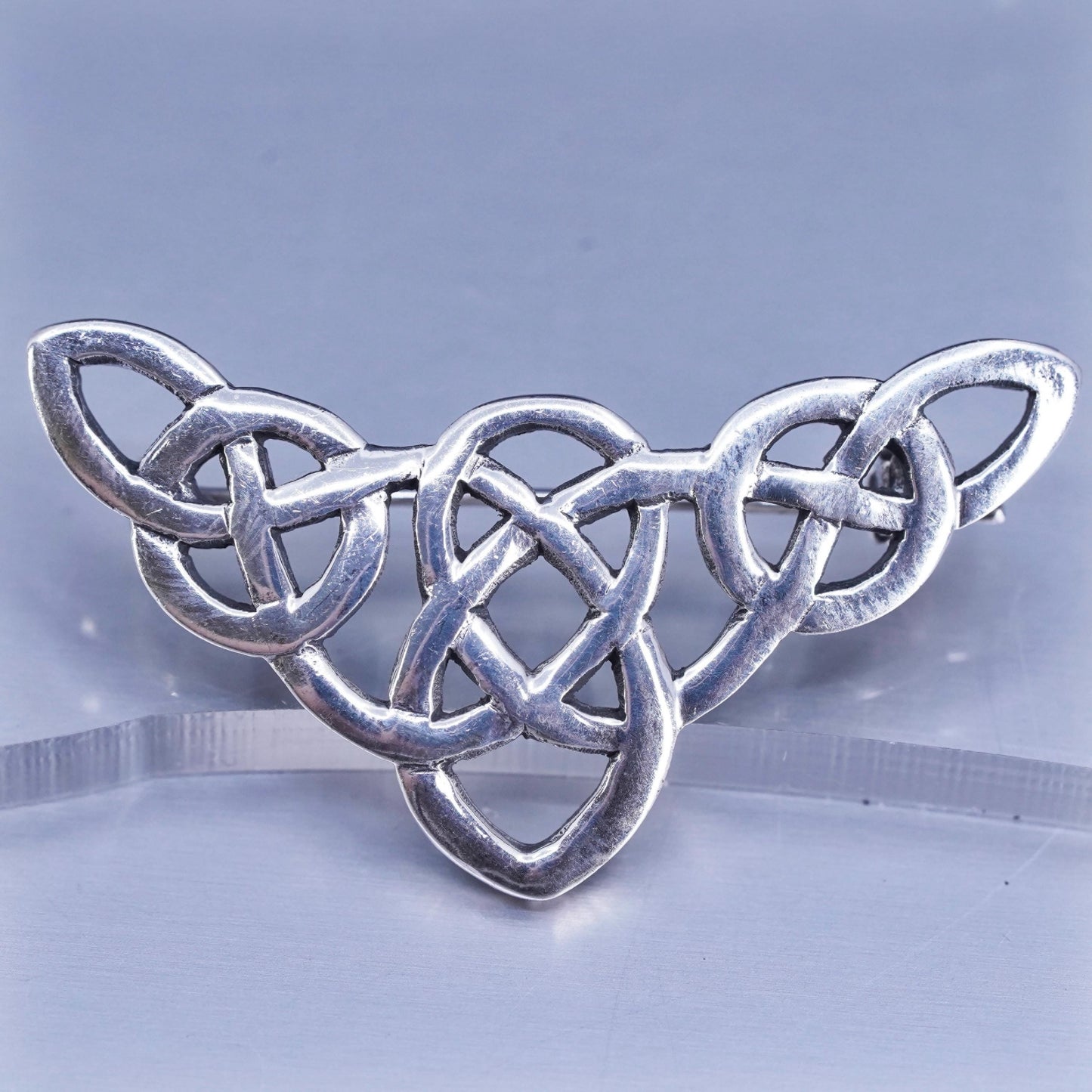 Vintage sterling silver handmade brooch, Irish 925 Celtic knot pin